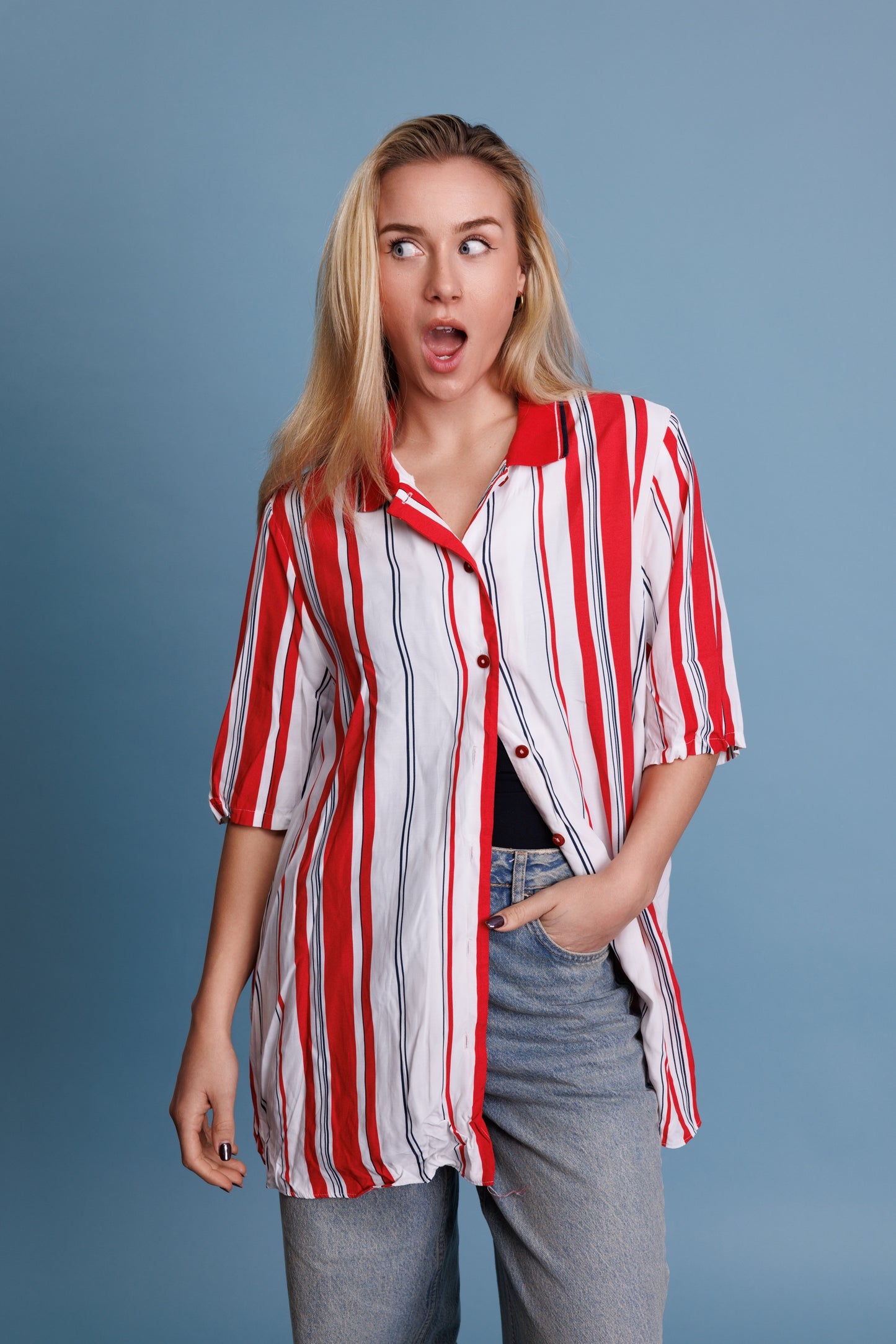 80’s Ula Jonson Striped Blouse XL