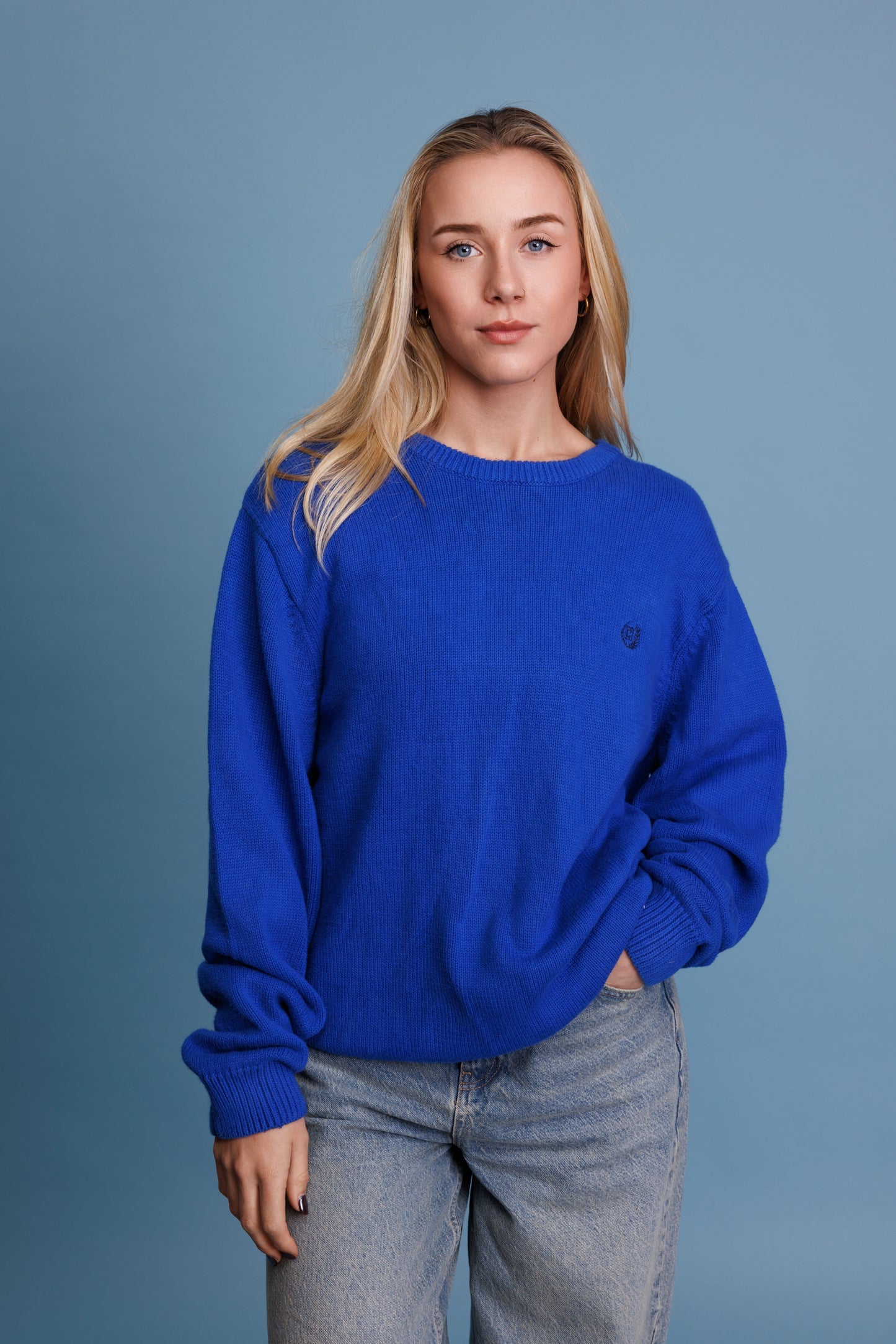 90’s Chaps Electric Blue Cotton Knit Jumper L
