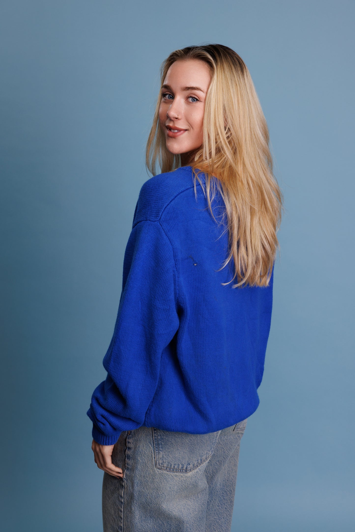 90’s Chaps Electric Blue Cotton Knit Jumper L