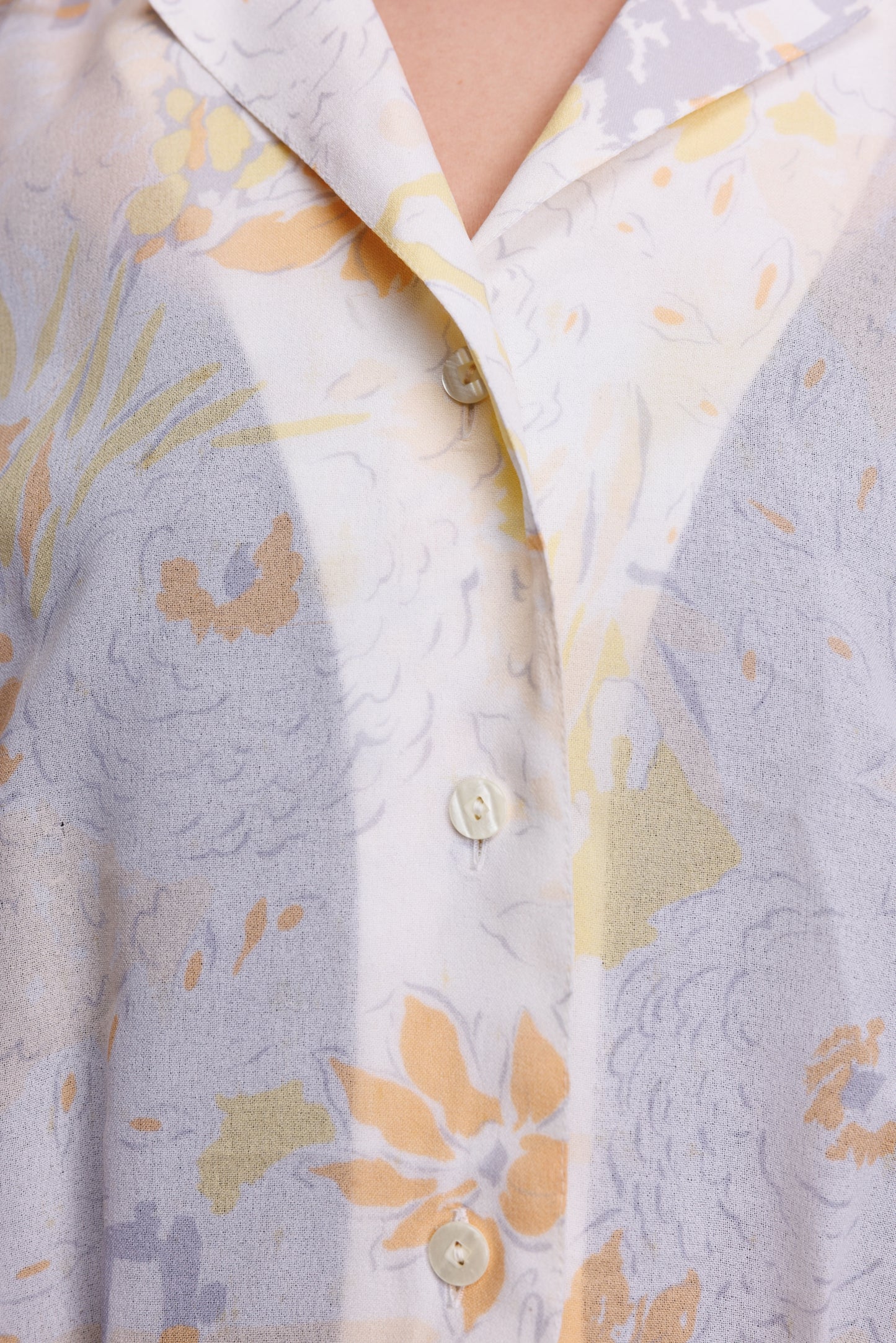 80’s Cropped Sheer Floral Blouse L/XL