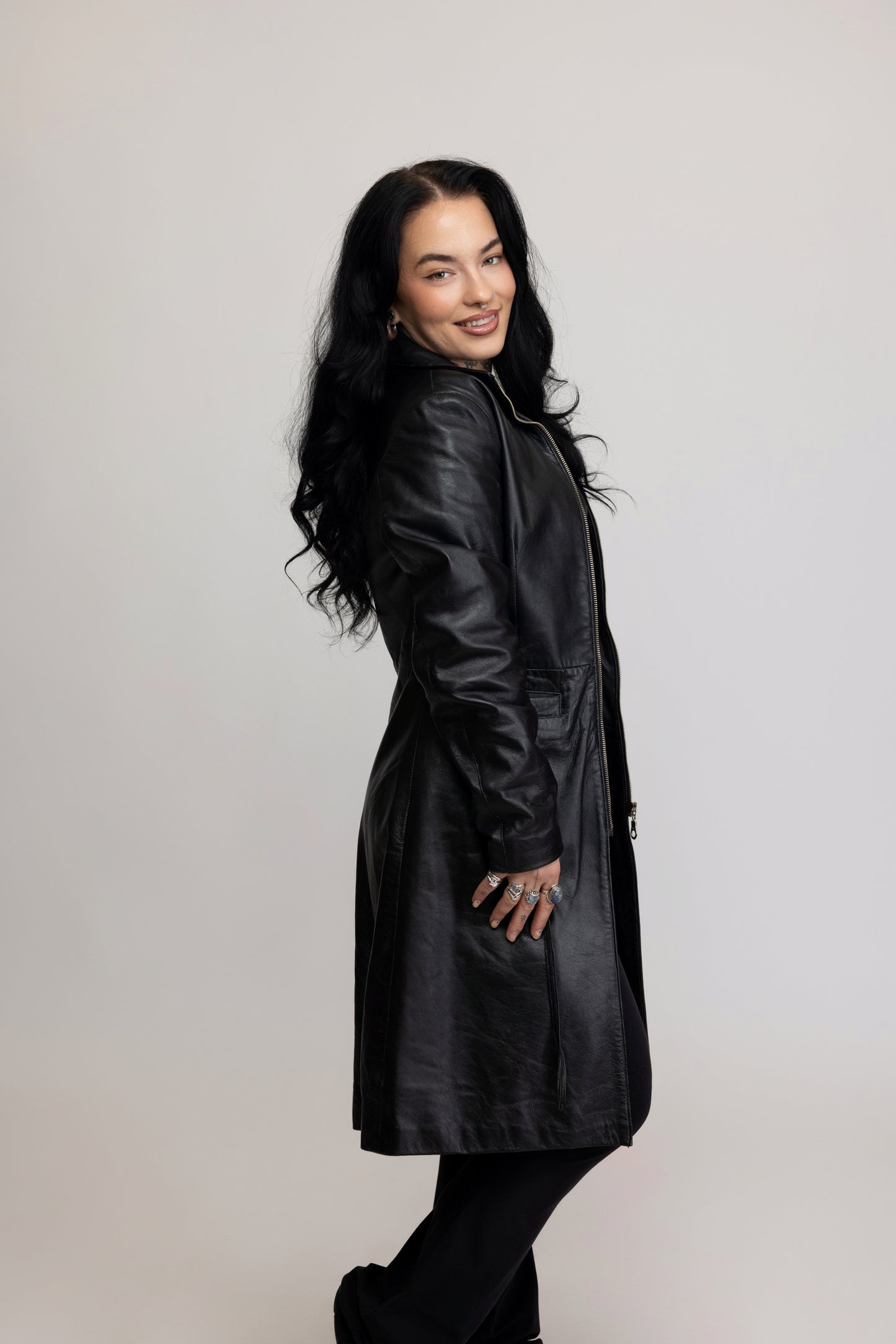 70's Long Leather Jacket XS/S