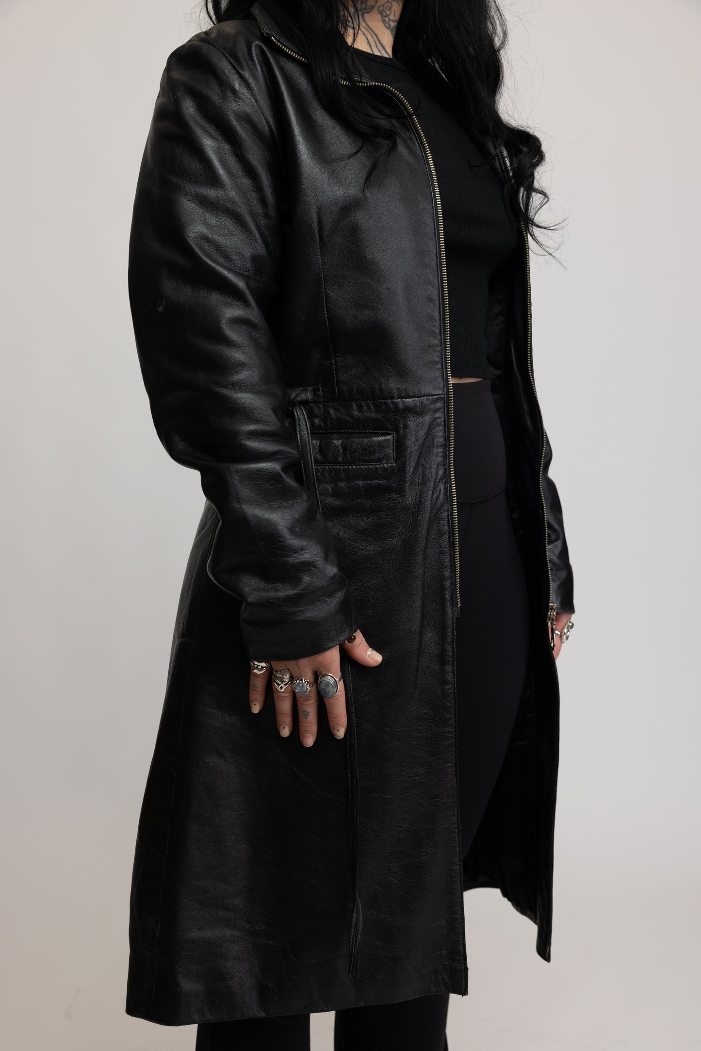 70's Long Leather Jacket XS/S