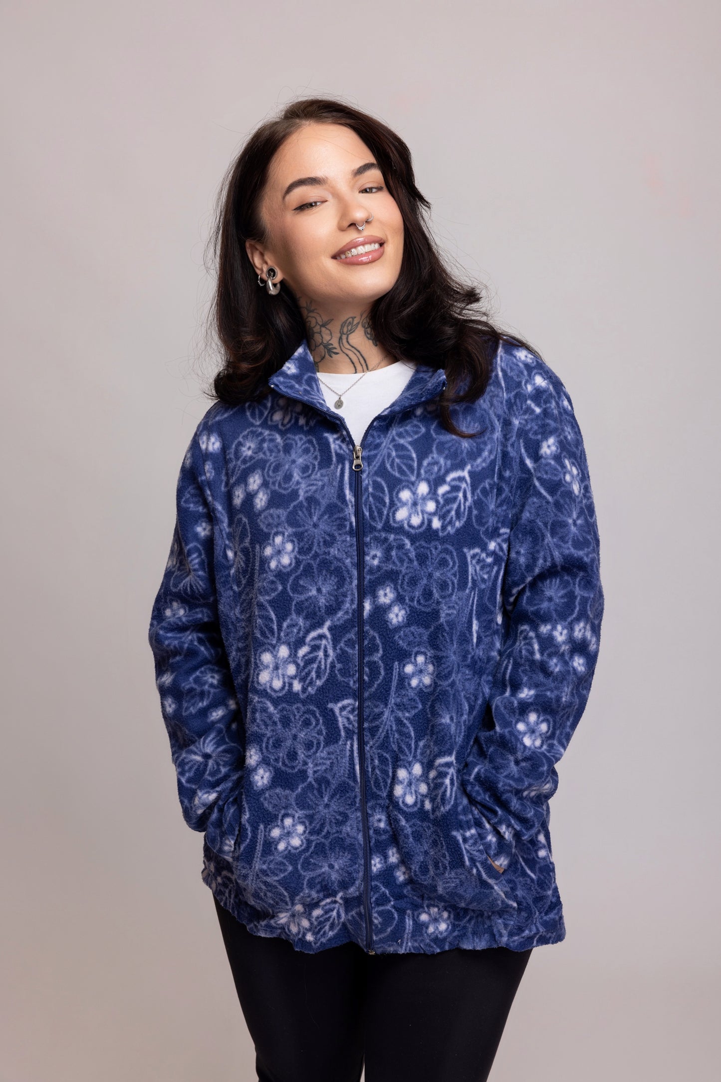 90's Floral Fleece M