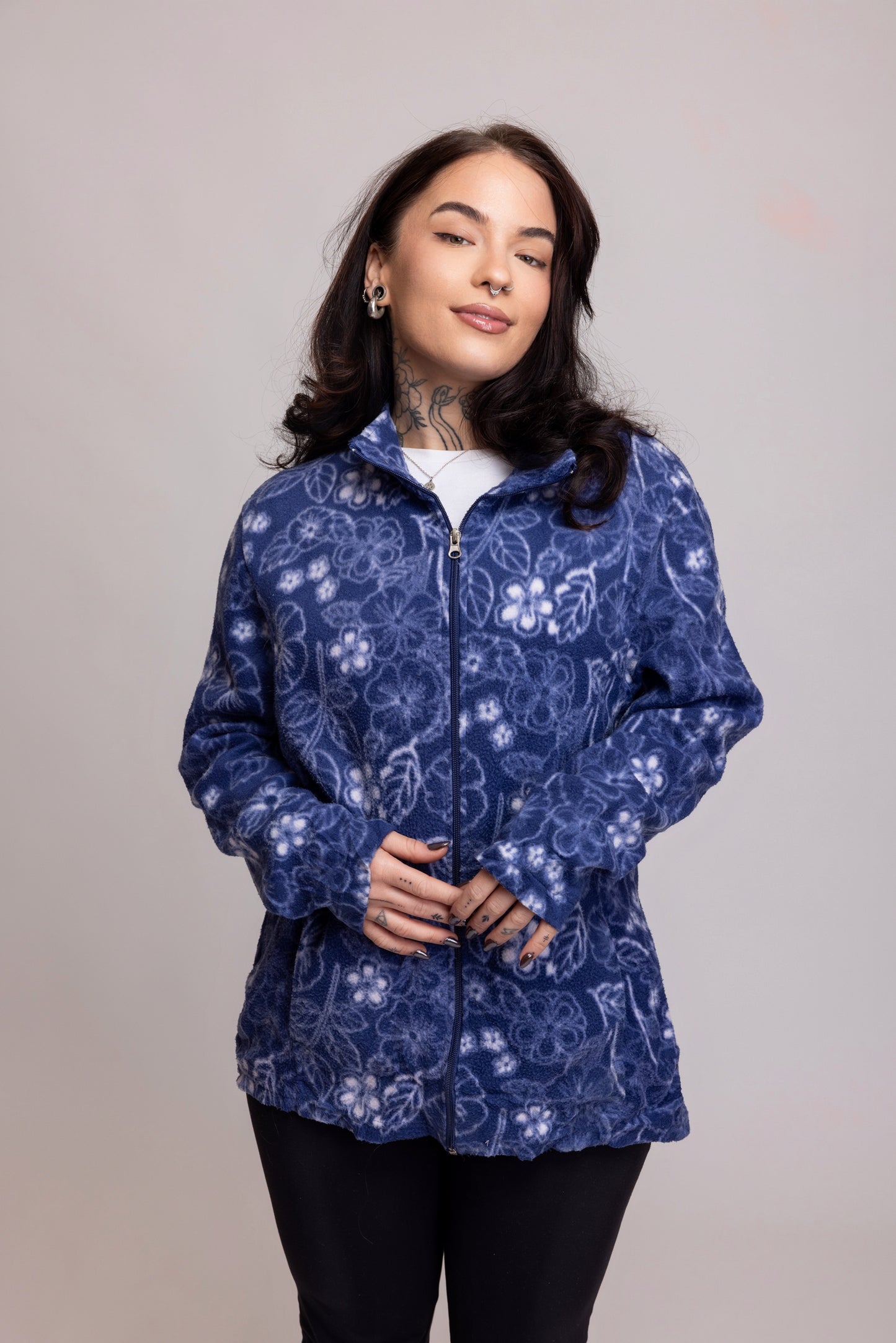 90's Floral Fleece M