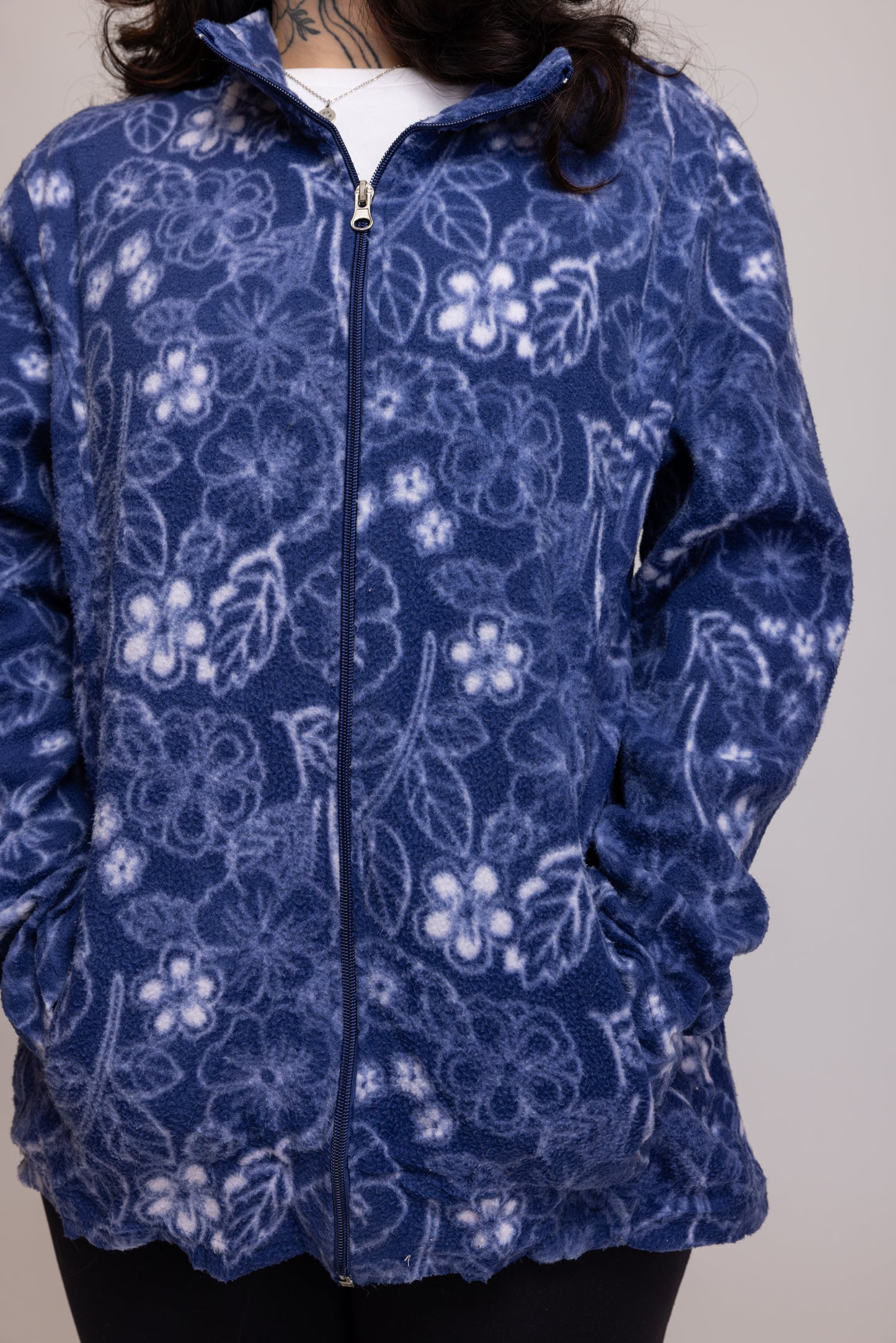 90's Floral Fleece M