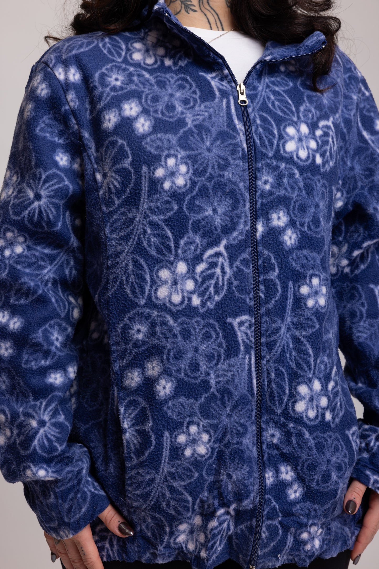 90's Floral Fleece M