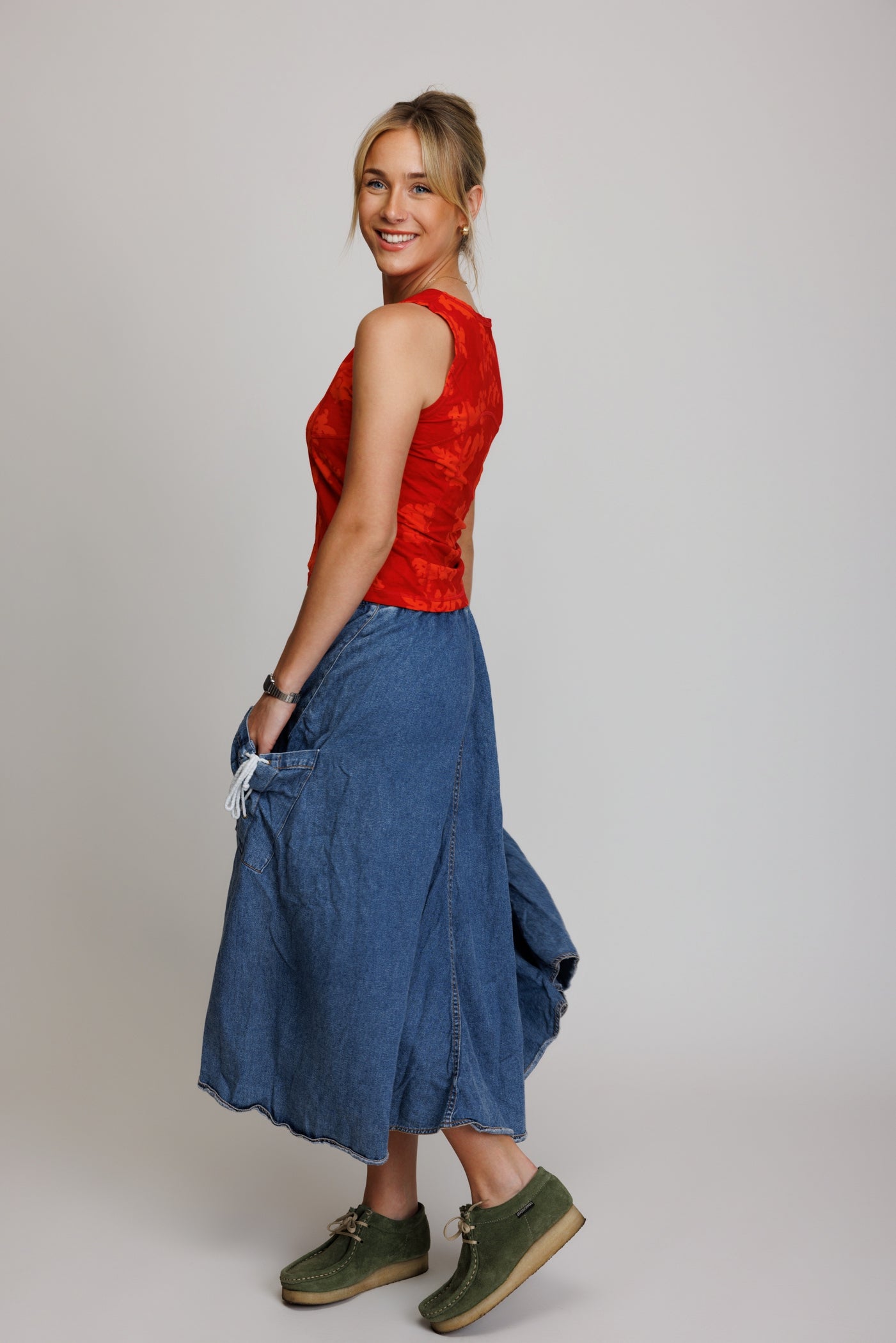 Denim maxi outlet skirt m