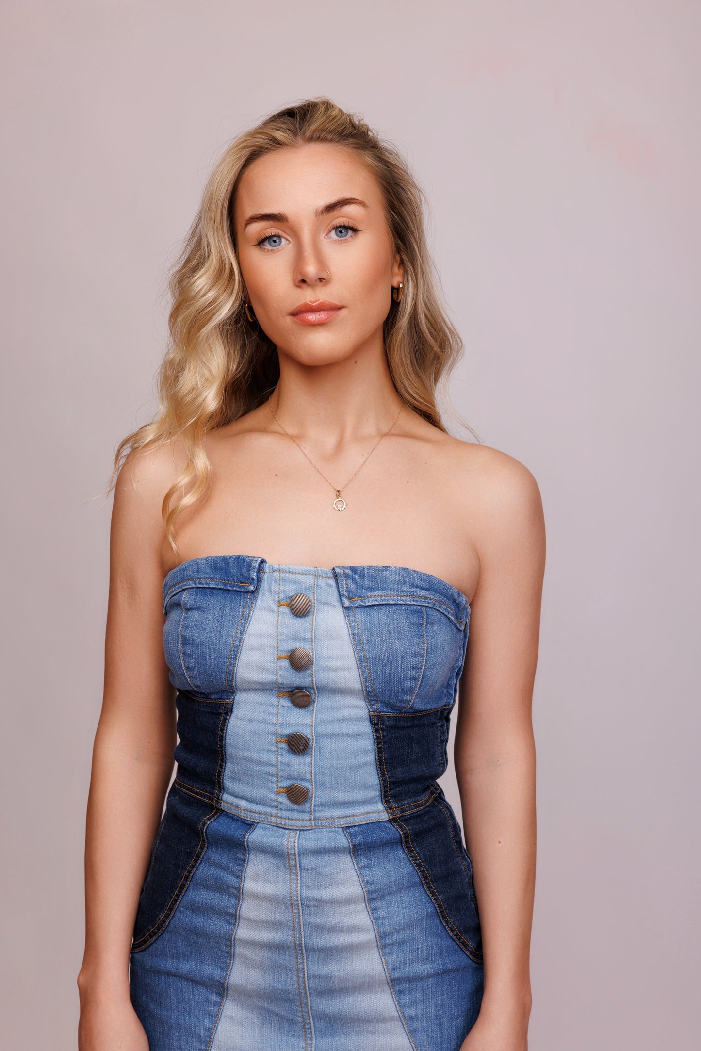 00's Denim Patchwork Mini Dress S