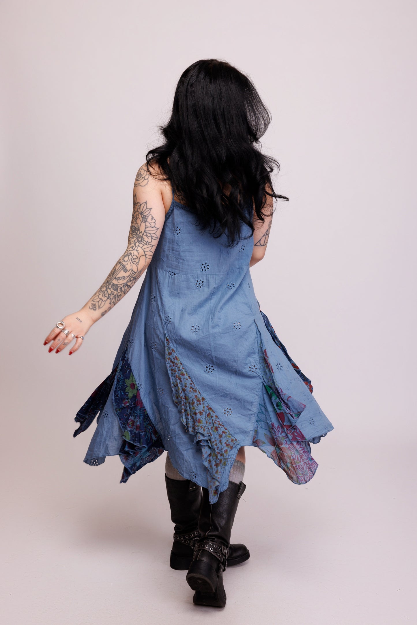 00's Boho Asymetric Midi Dress M