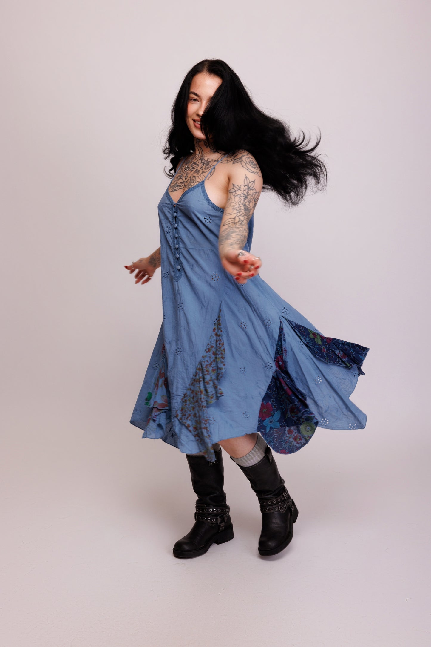 00's Boho Asymetric Midi Dress M