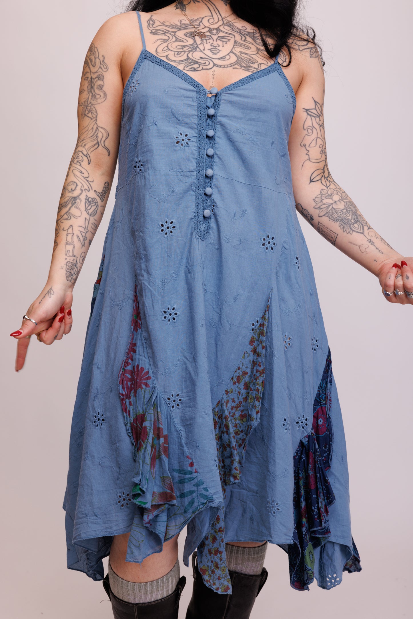 00's Boho Asymetric Midi Dress M