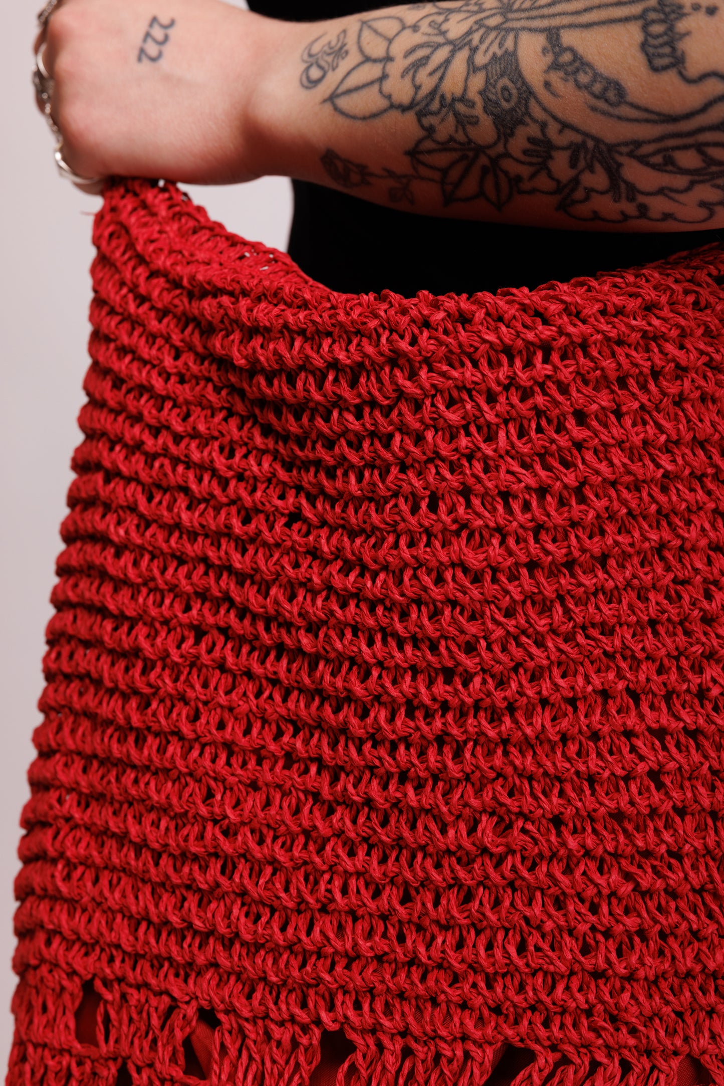90's Burgundy Raffia Beach Bag