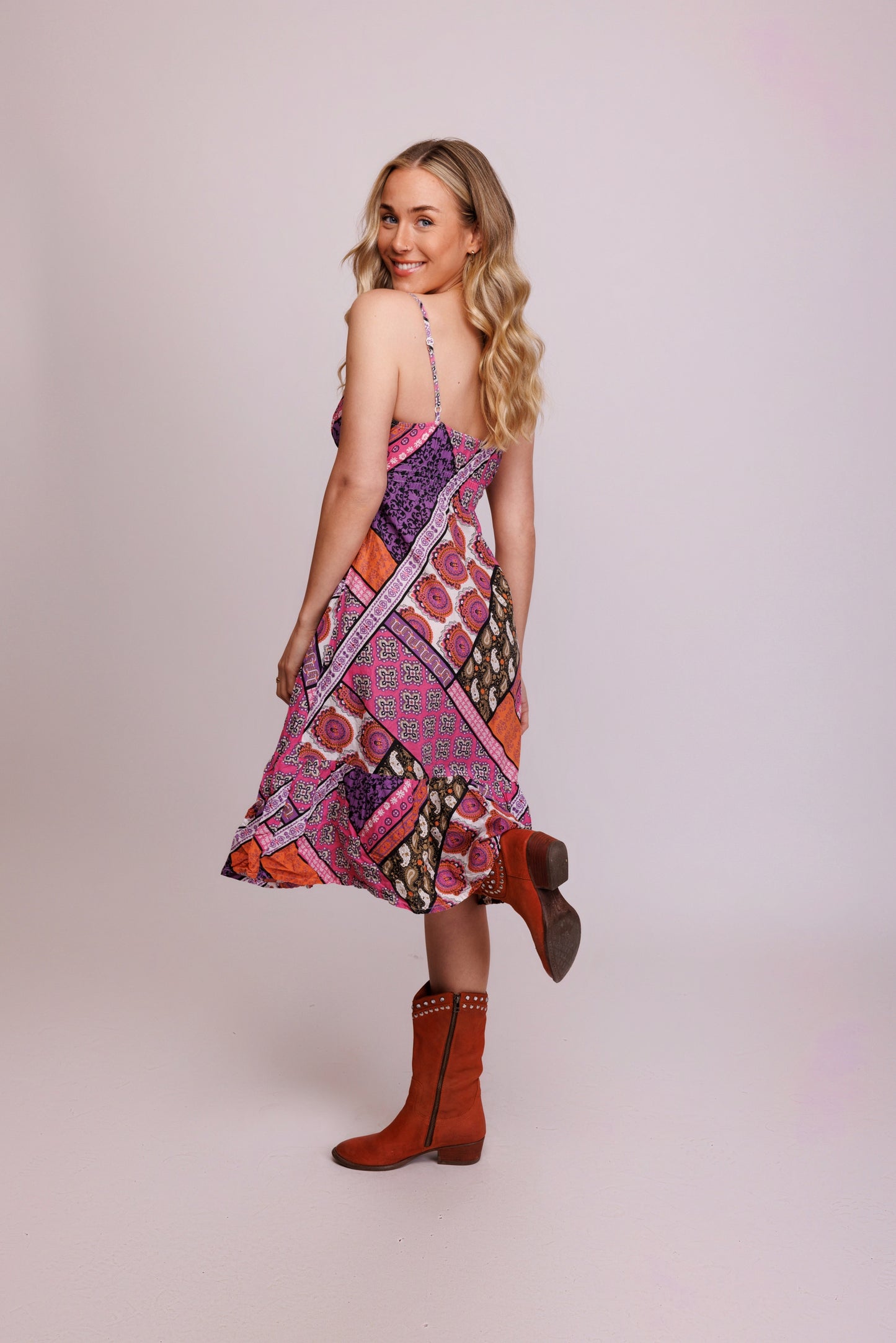 70's Paisley Midi Dress S