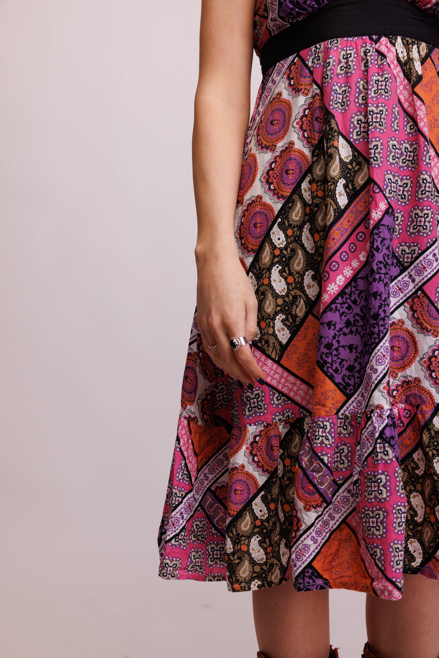 70's Paisley Midi Dress S