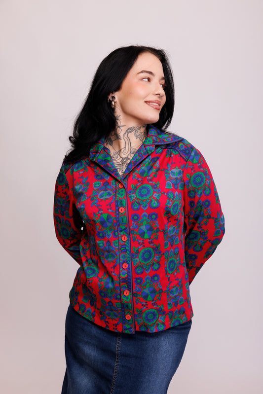 70's Patterned Shirt S/M