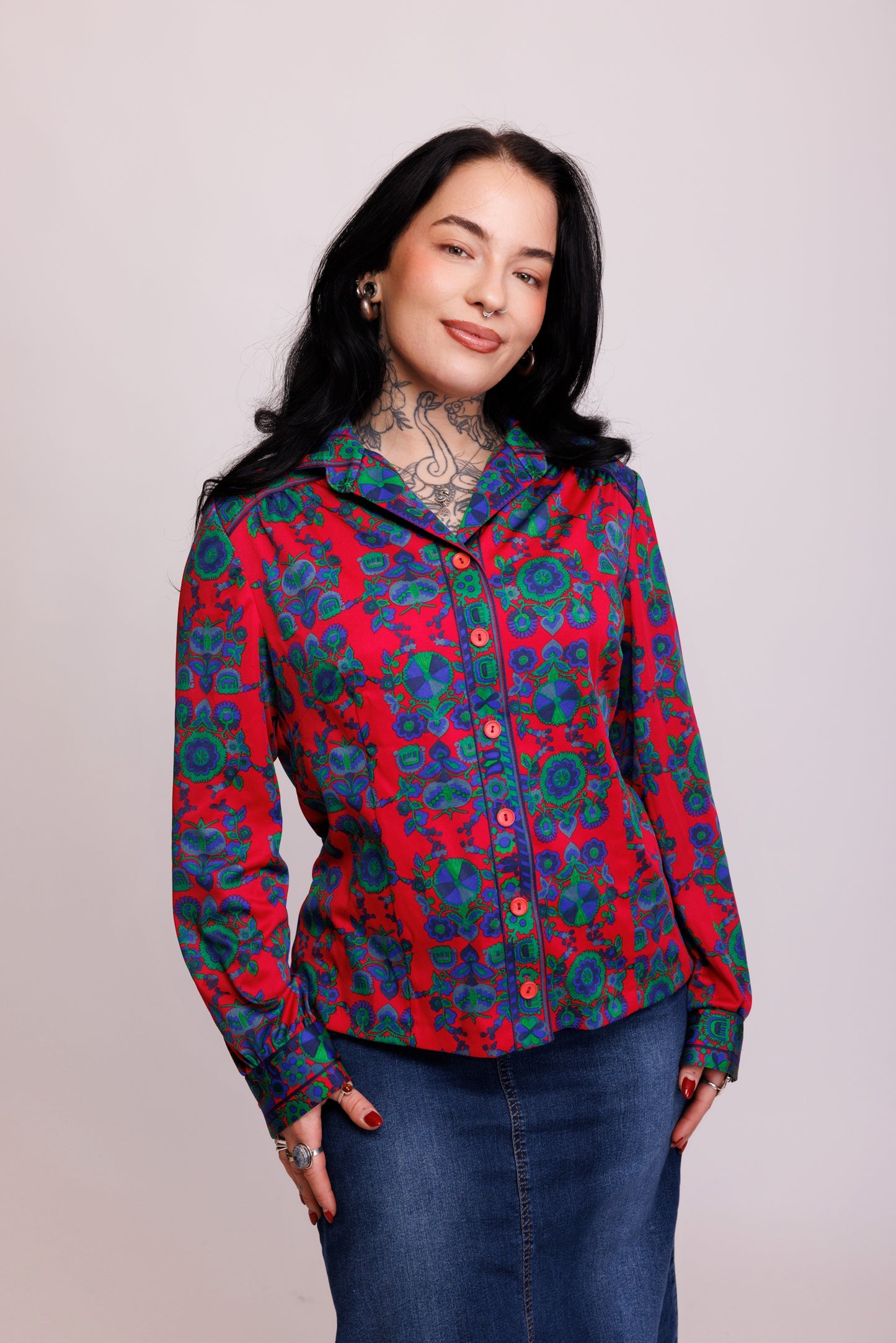 70's Patterned Shirt S/M