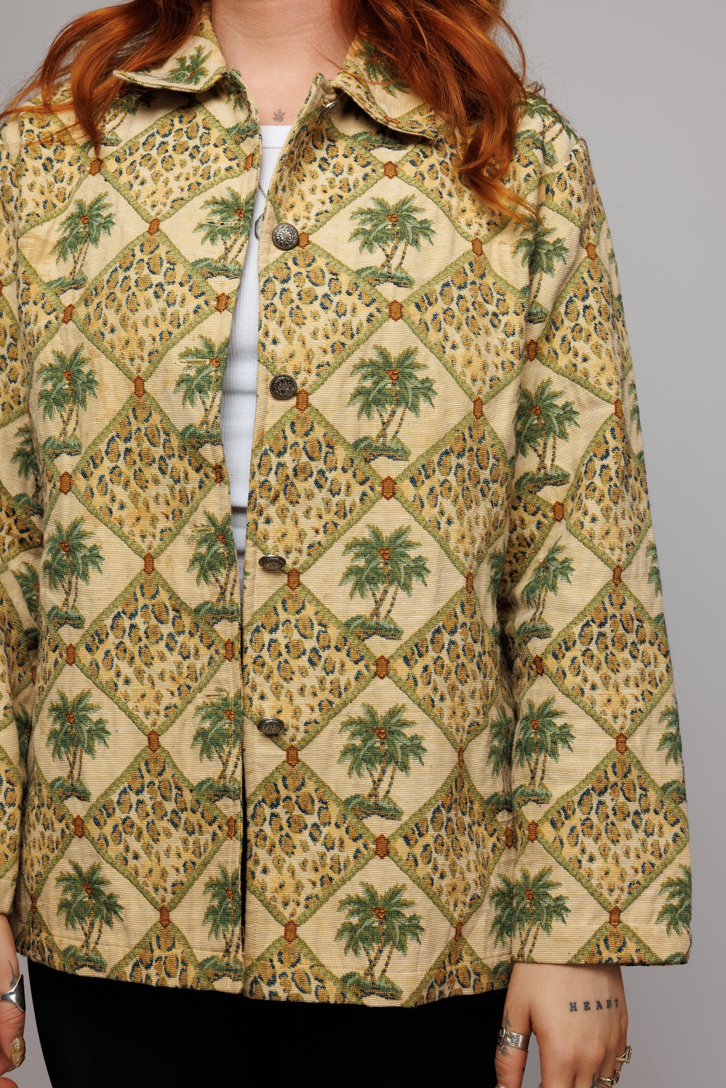 70's Palm & Cheetah Jacket L
