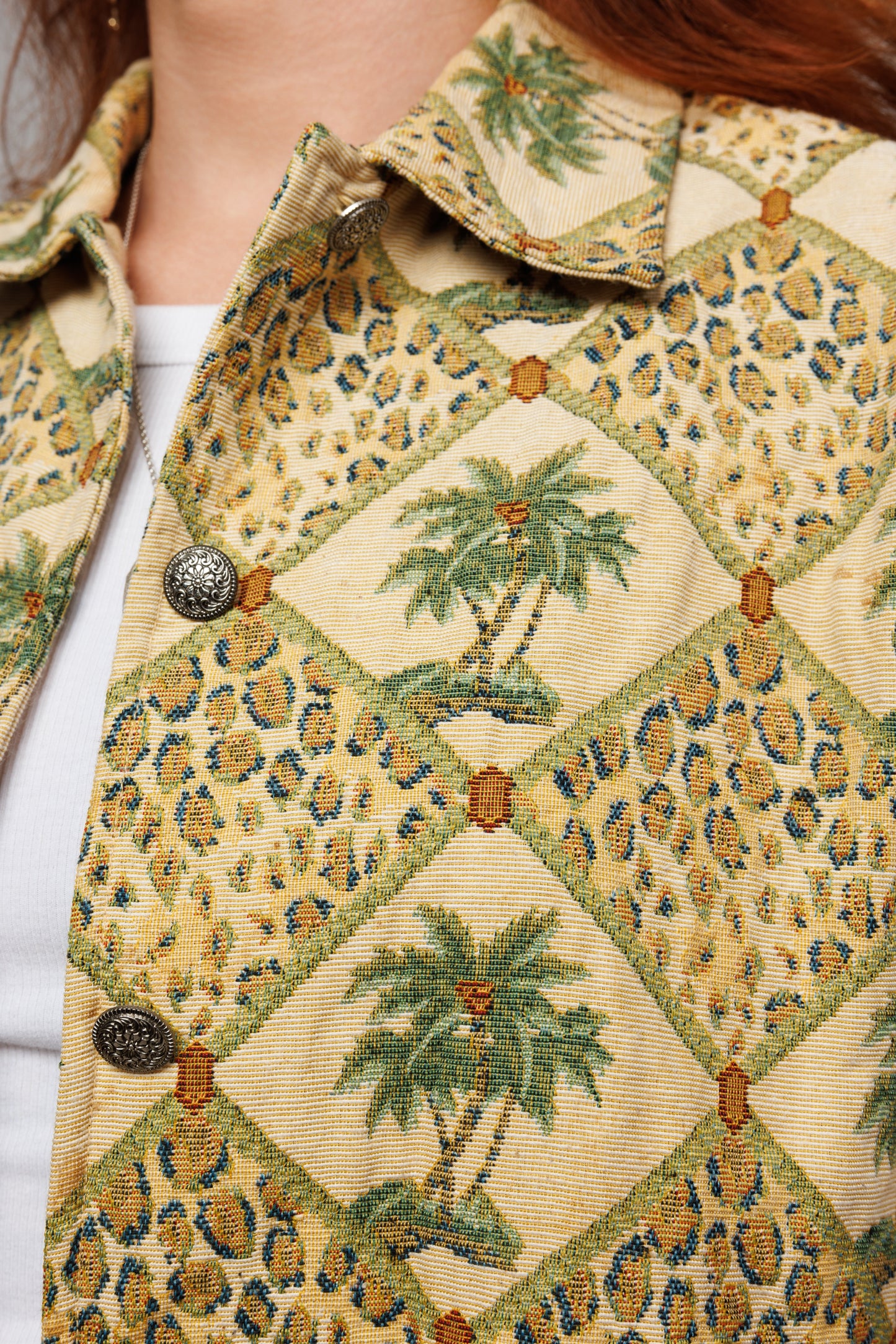 70's Palm & Cheetah Jacket L
