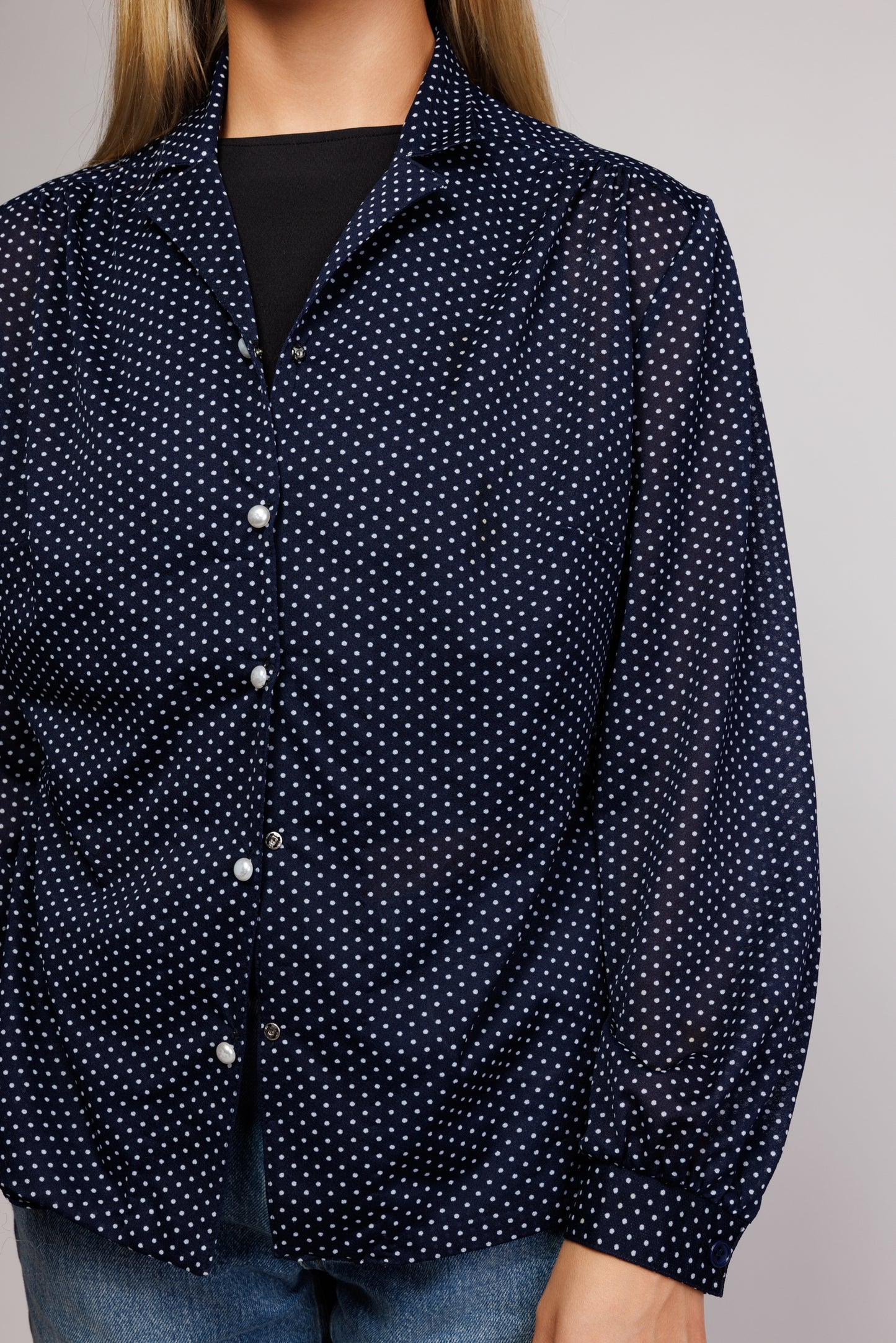 70's Polkadot Shimmy Shirt S/M