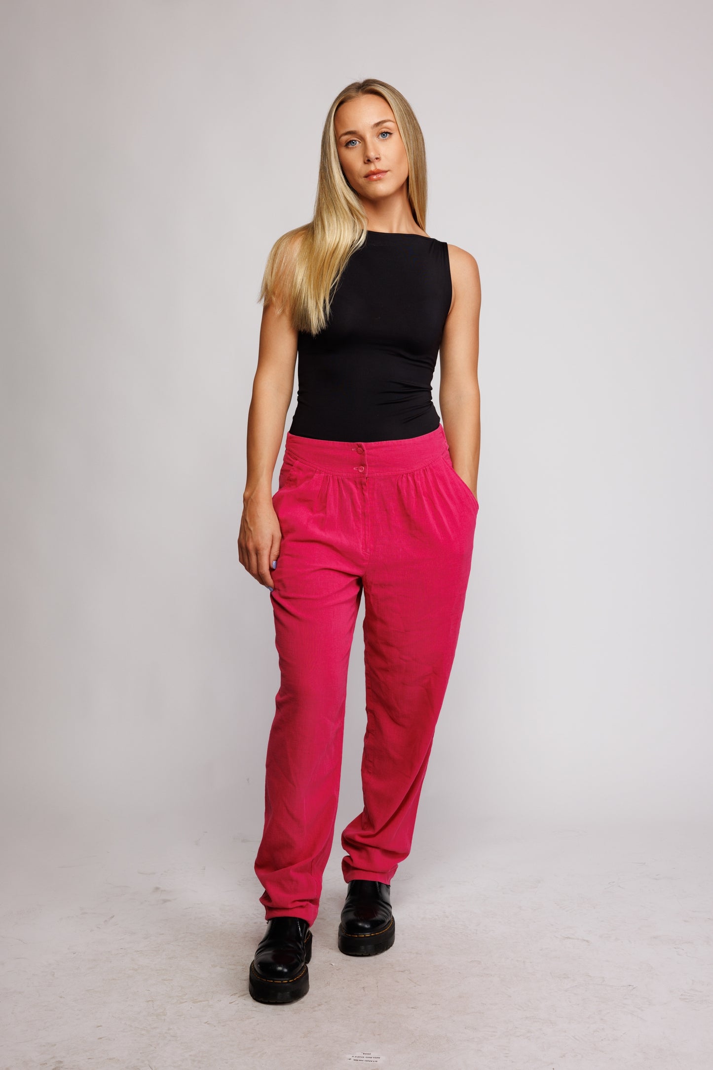 80's Pink Linen Blend Trousers S/M