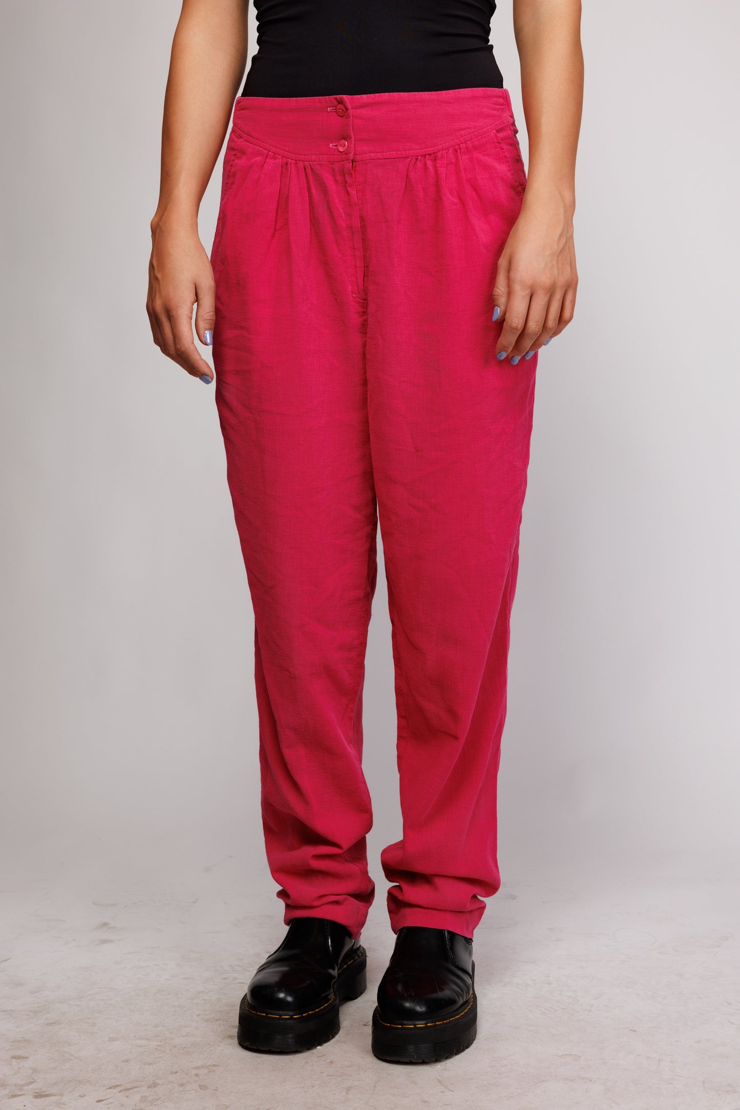 80's Pink Linen Blend Trousers S/M
