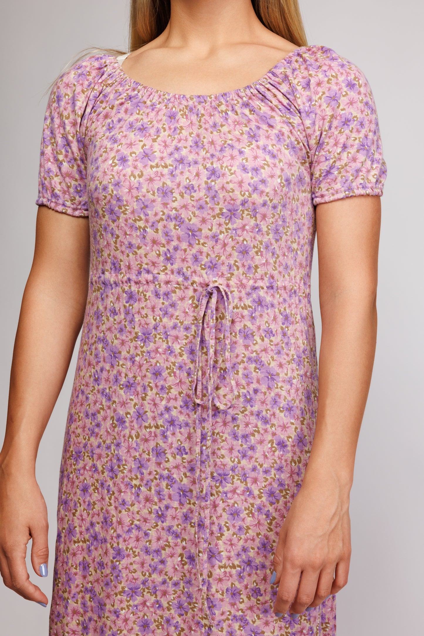 70's Jersey Floral Maxi Dress S/M