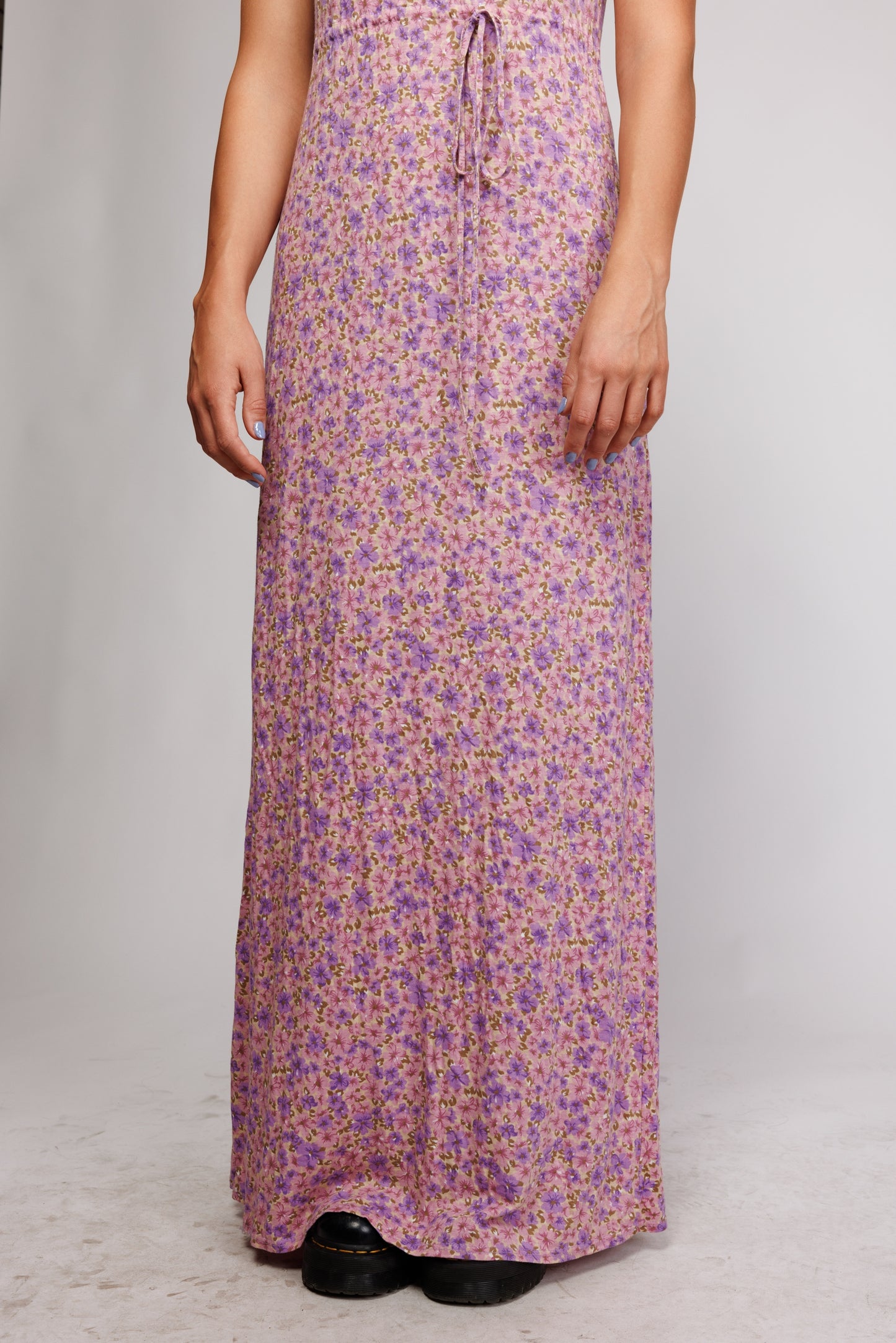 70's Jersey Floral Maxi Dress S/M