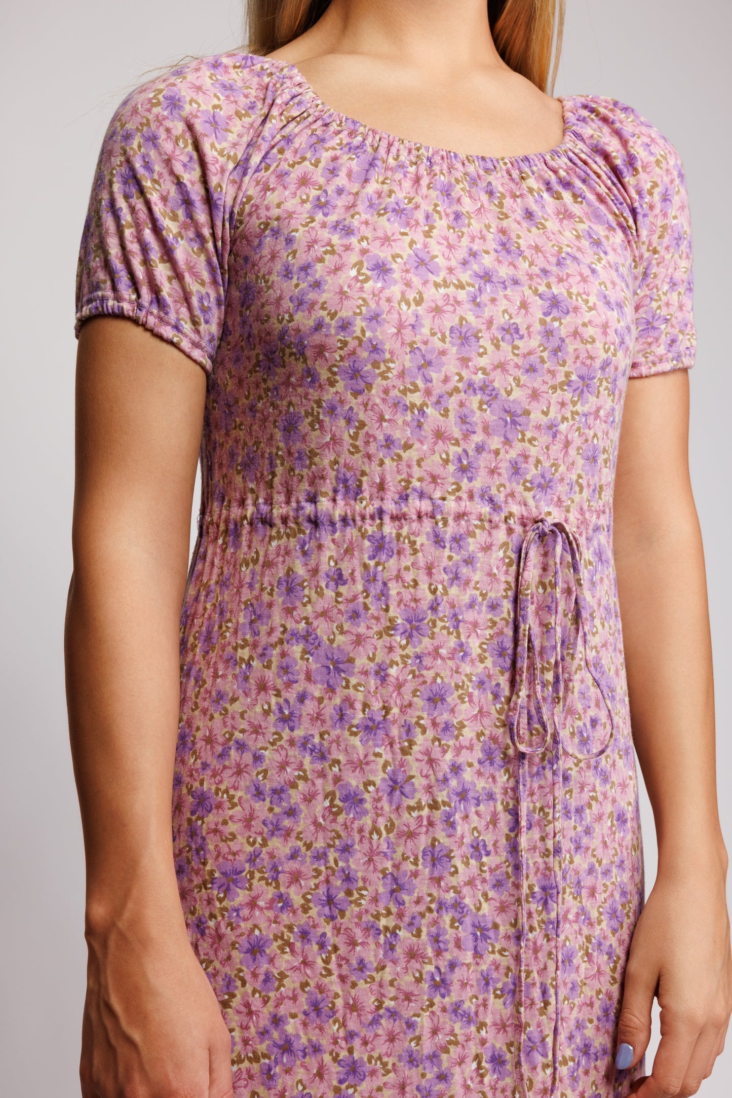 70's Jersey Floral Maxi Dress S/M