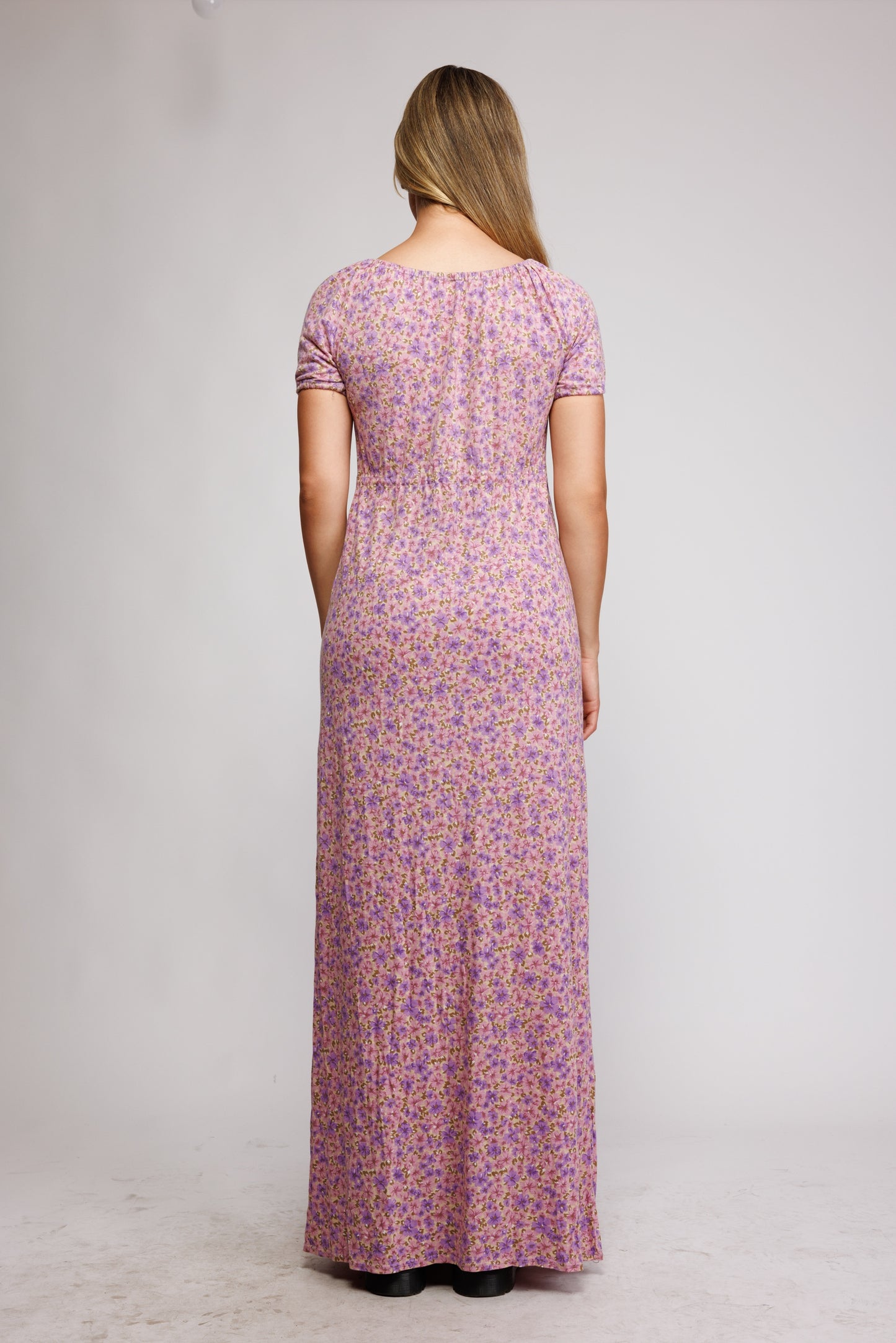70's Jersey Floral Maxi Dress S/M