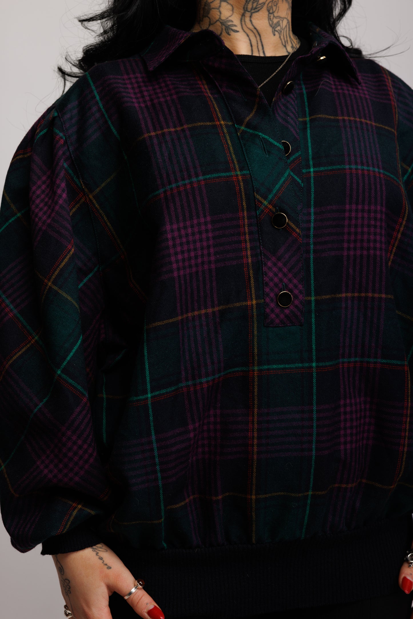 90's Purple Tartan Check Jumper M/L