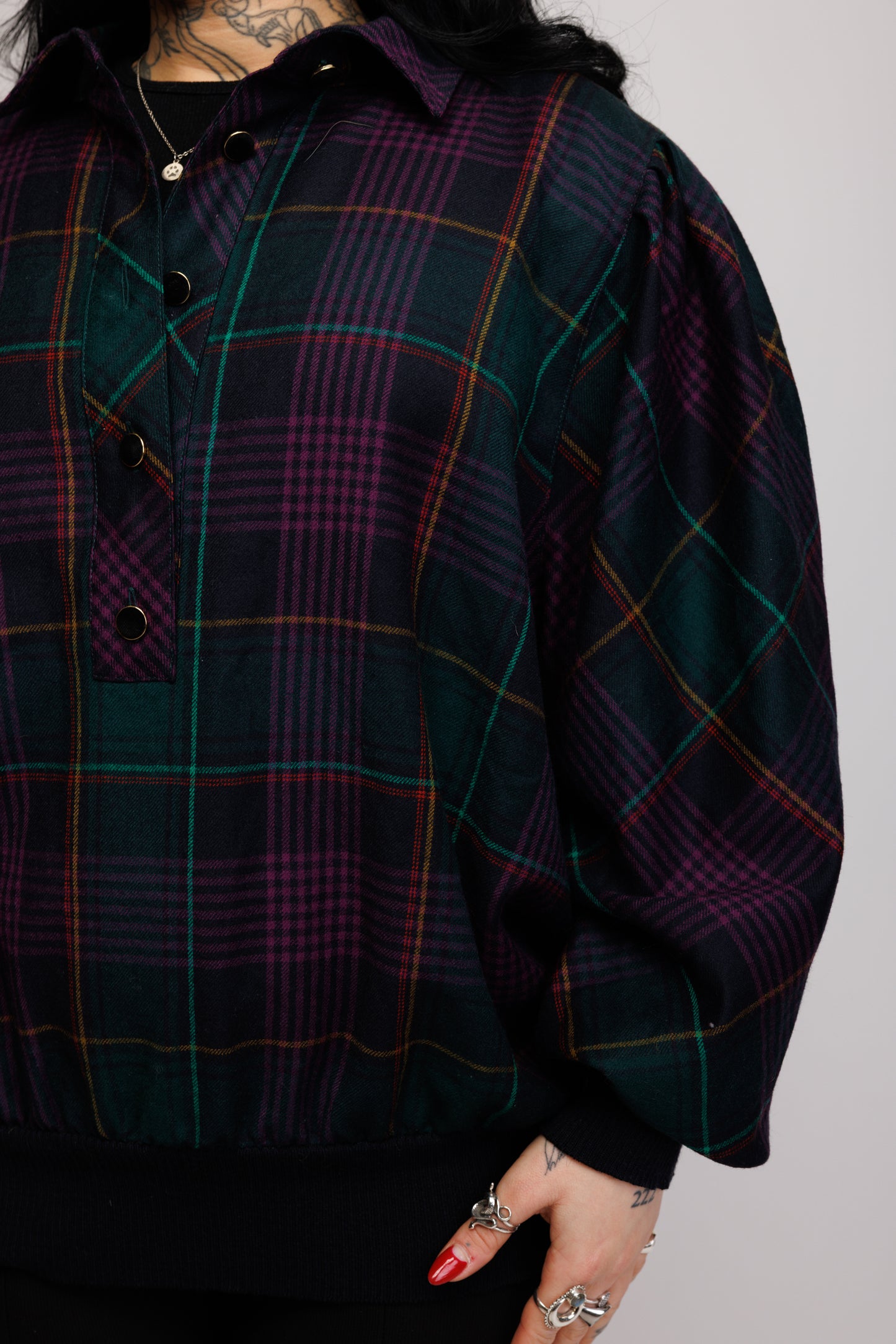 90's Purple Tartan Check Jumper M/L