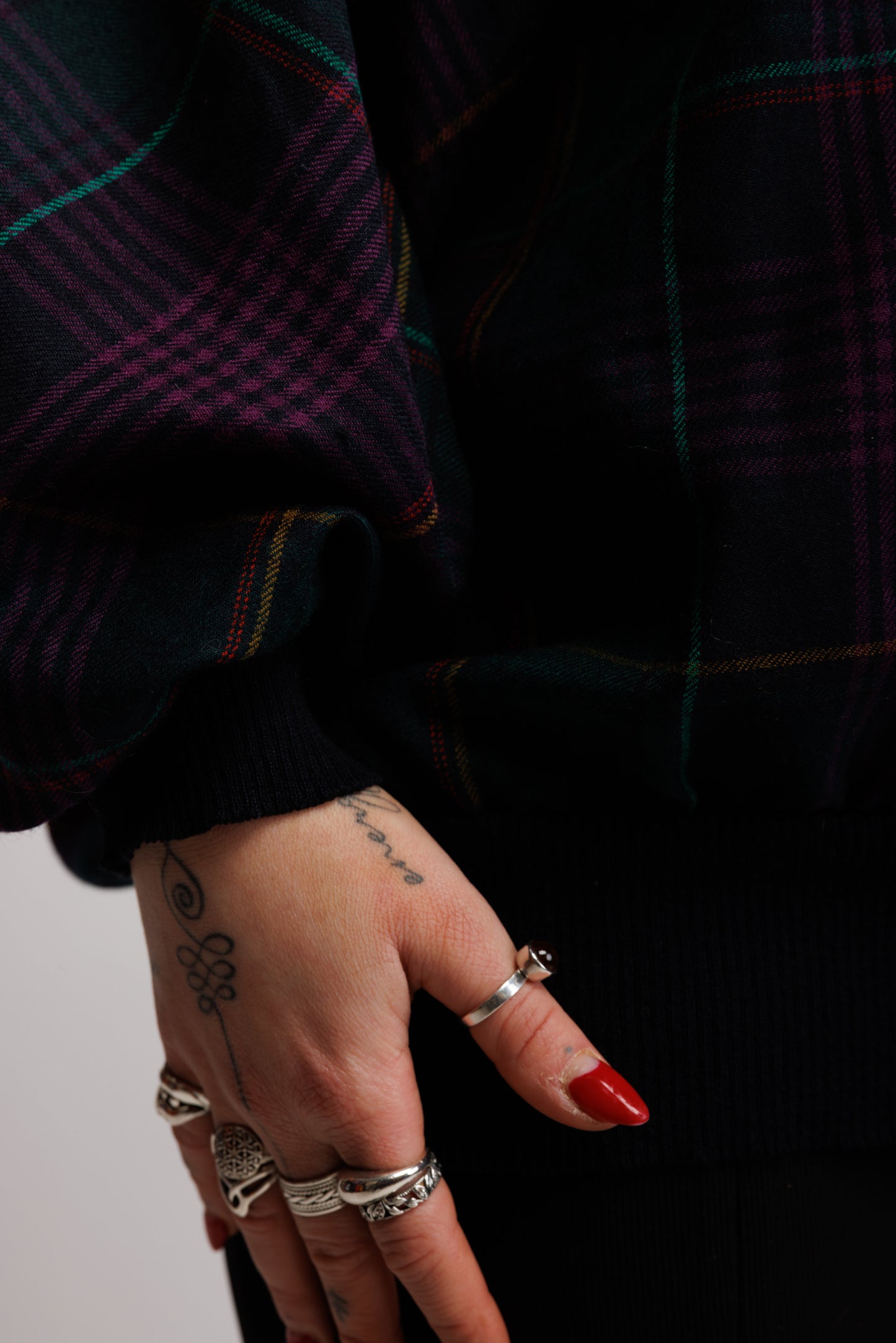 90's Purple Tartan Check Jumper M/L