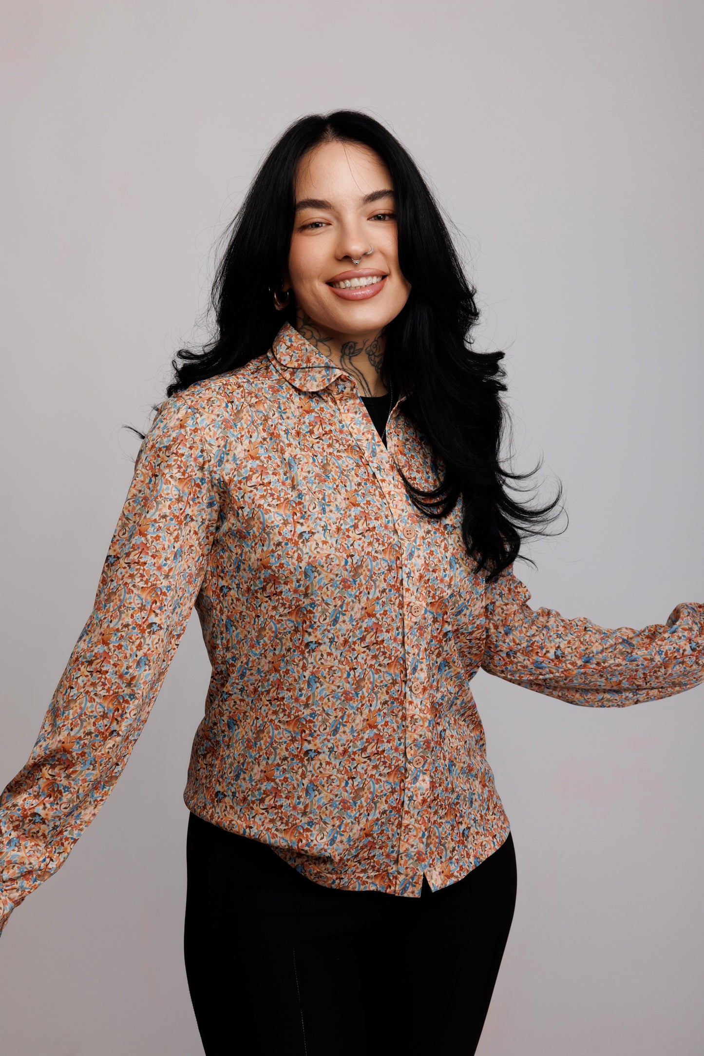 70's Floral Shirt M
