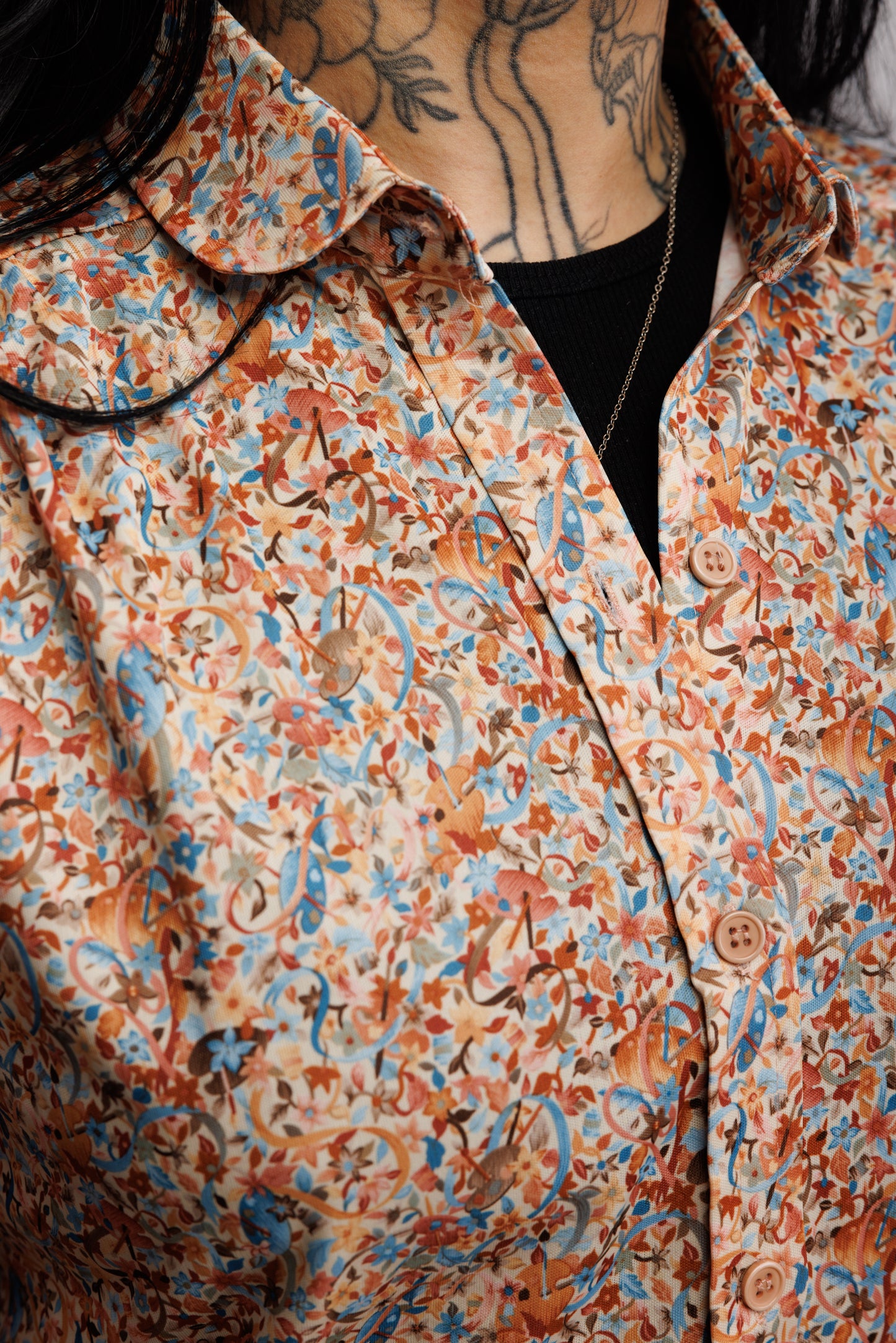 70's Floral Shirt M