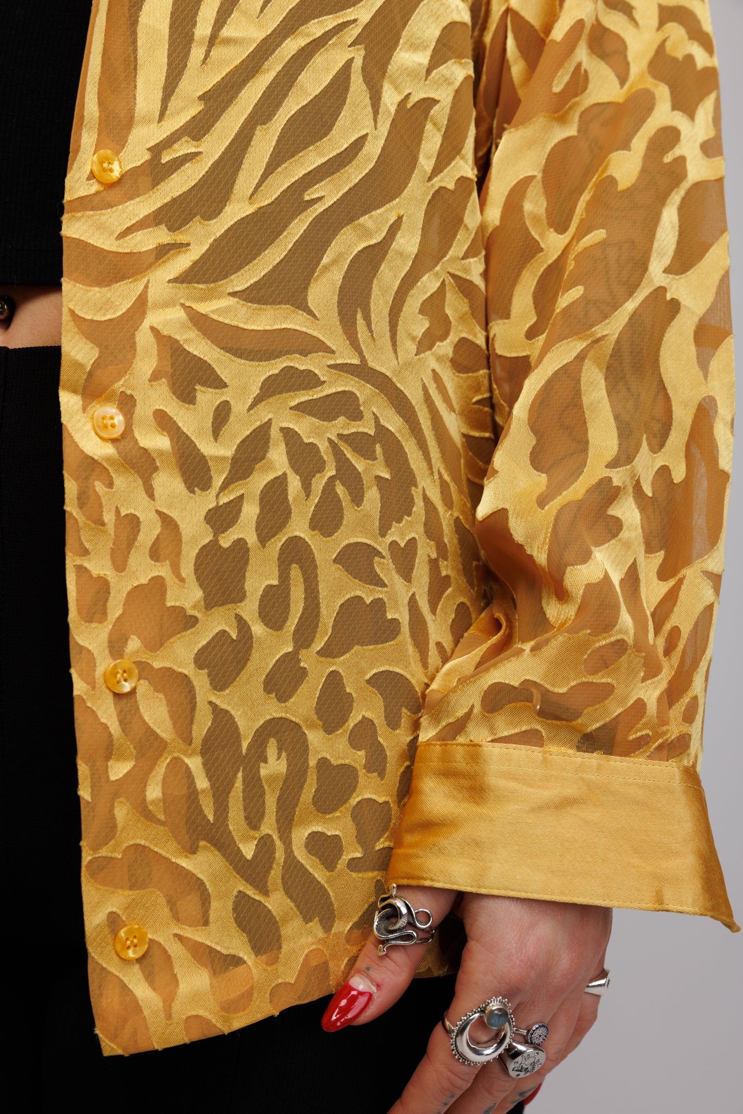 80's Sheer Animal Print Shirt M