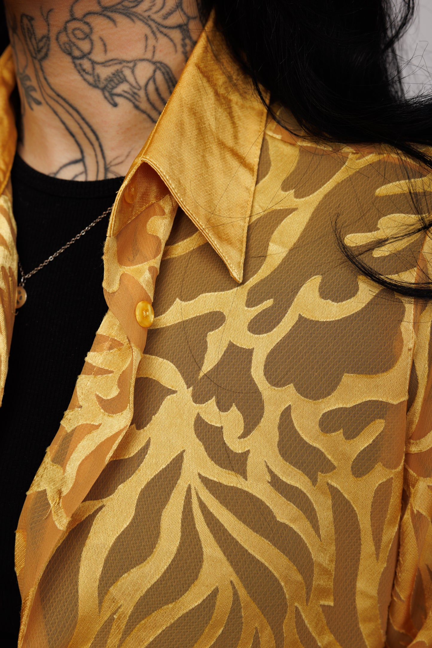 80's Sheer Animal Print Shirt M