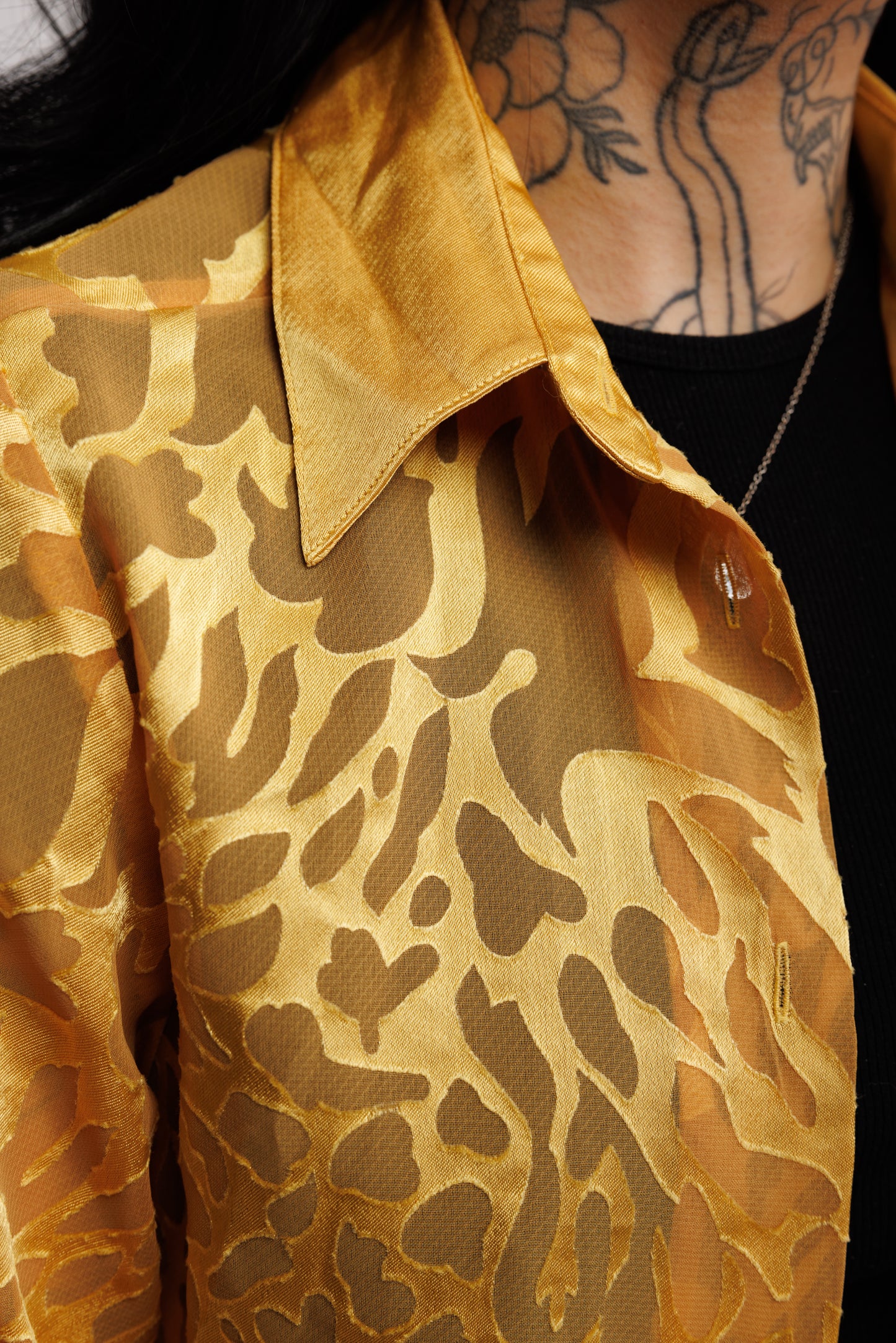 80's Sheer Animal Print Shirt M