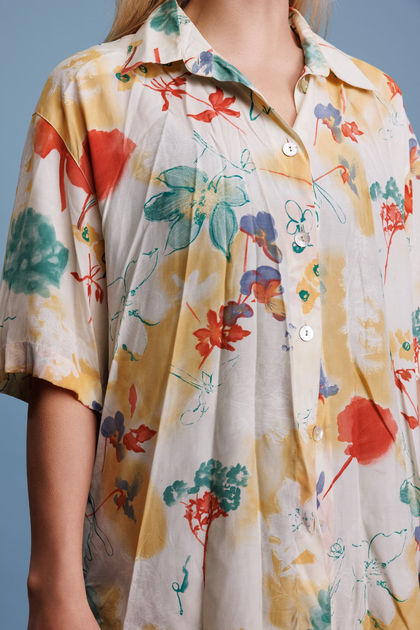 80’s Sheer Floral Shirt L/XL