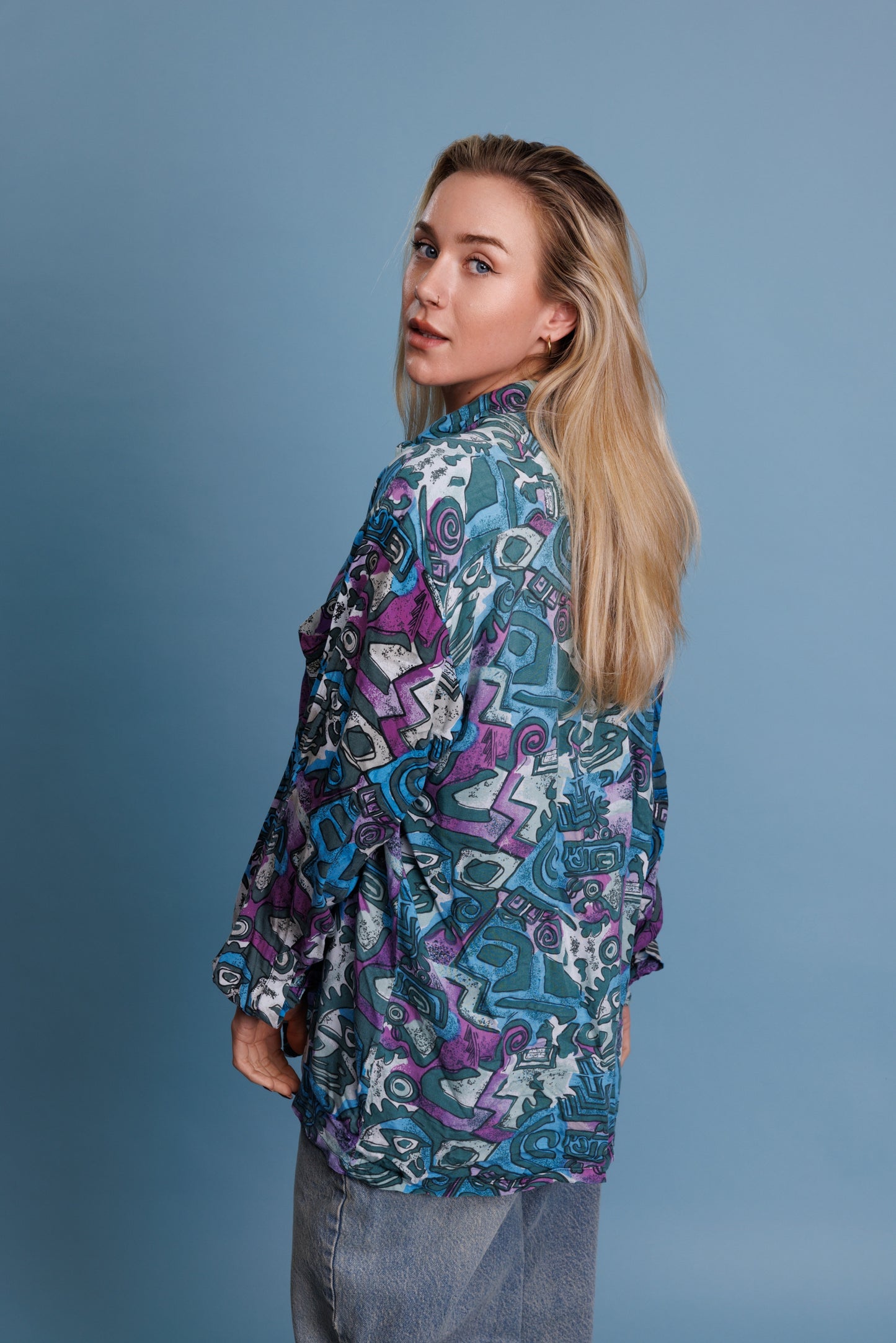 80’s Patterened Jazzy Shirt M