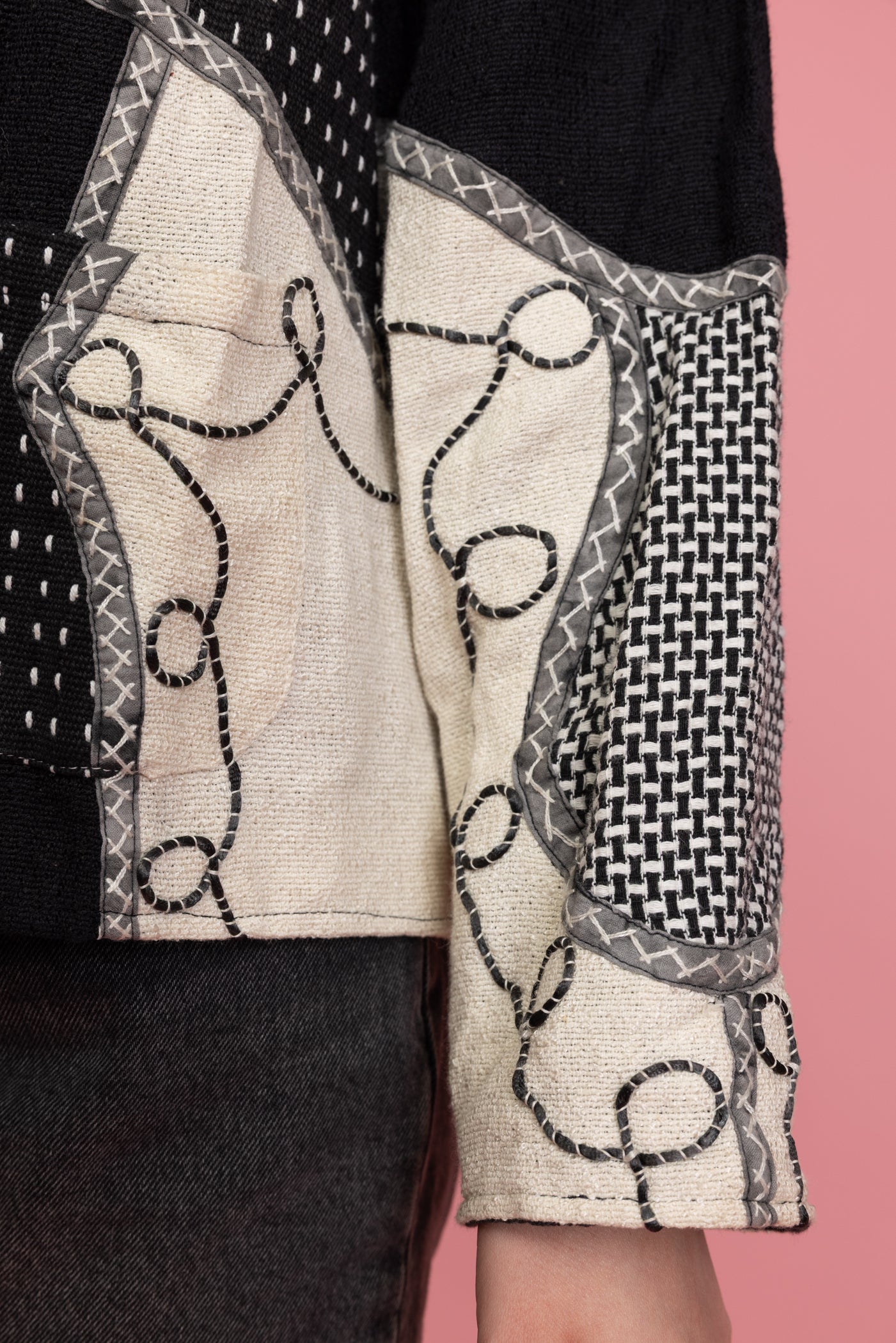 80's Textured Patchwork Jacket M
