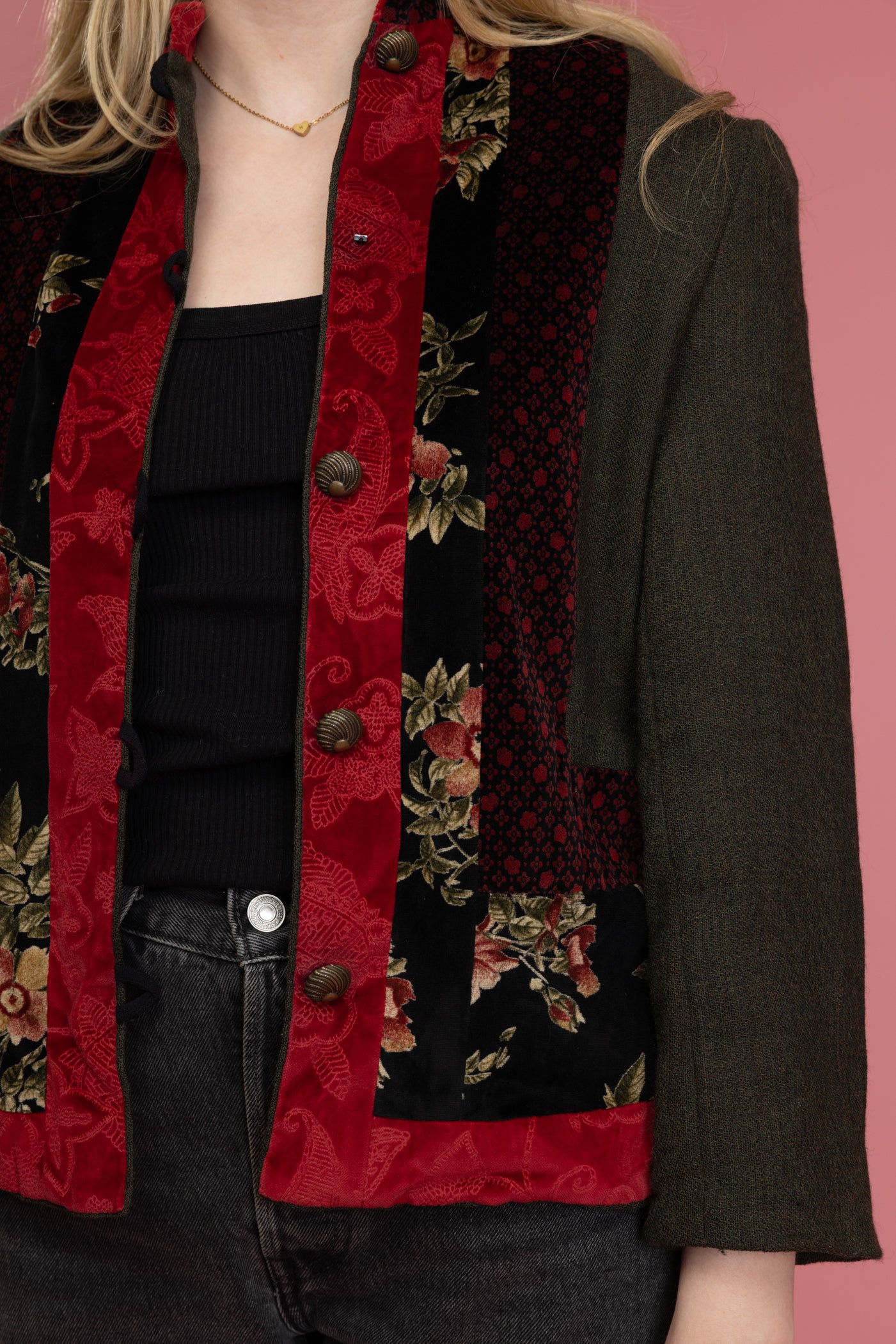 90's Floral Textured Jacket S