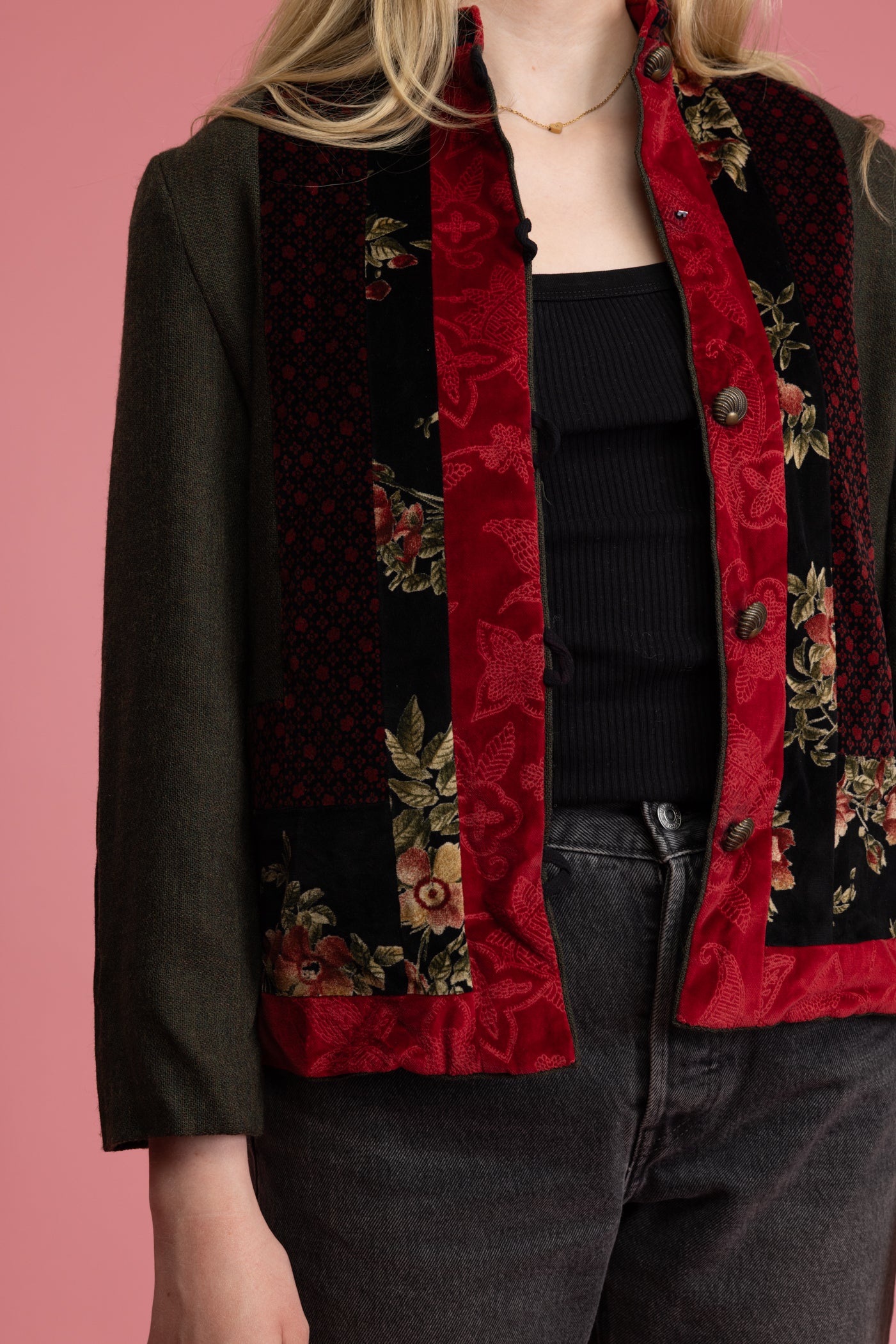 90's Floral Textured Jacket S