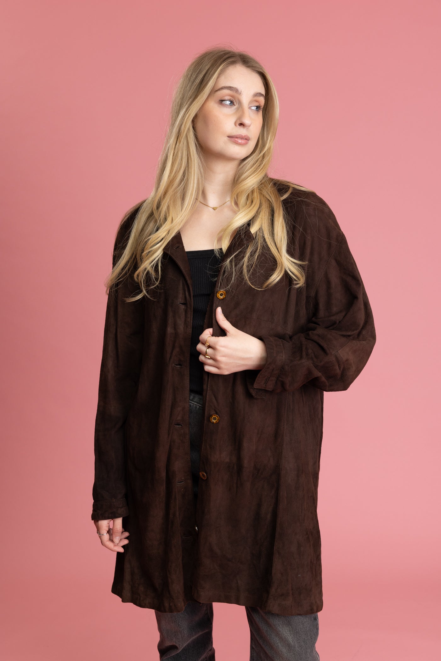 80's Chocolate Suede Light Jacket L/XL