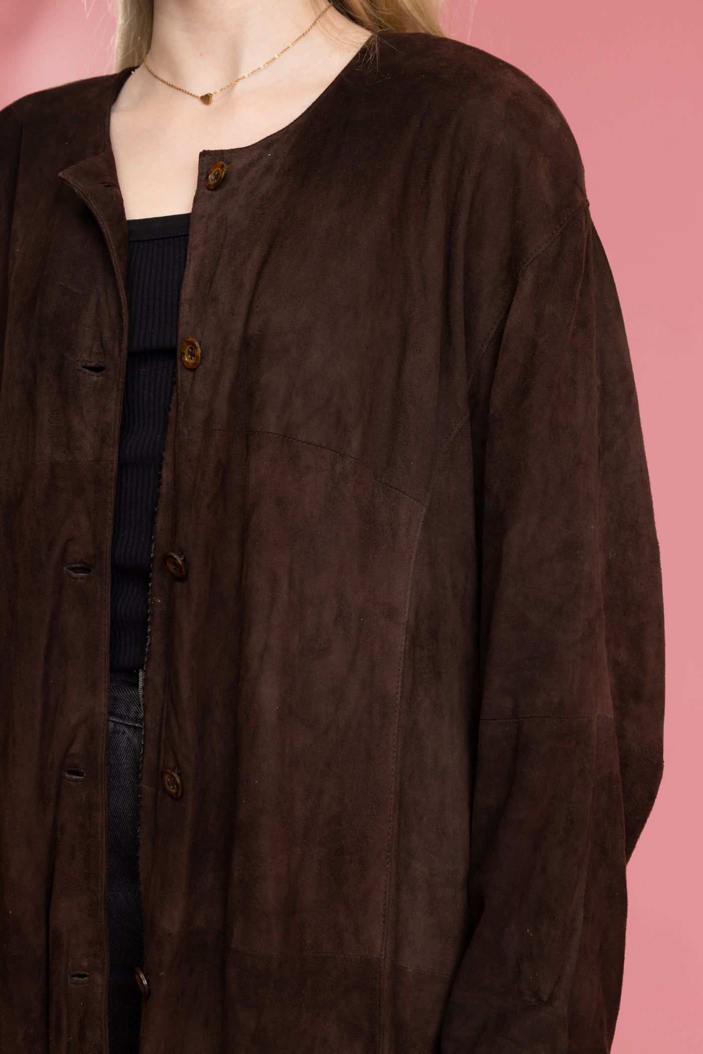 80's Chocolate Suede Light Jacket L/XL