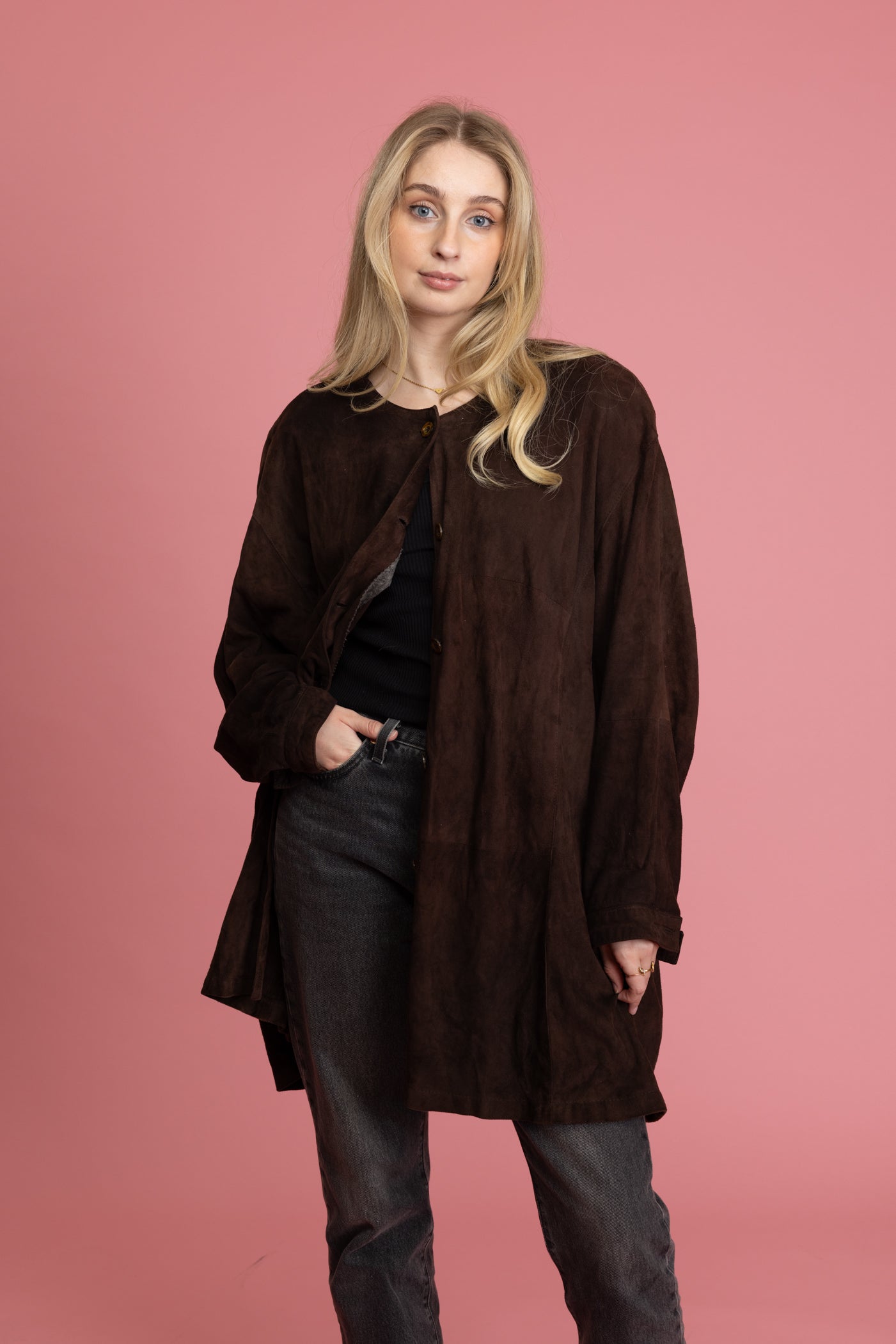 80's Chocolate Suede Light Jacket L/XL