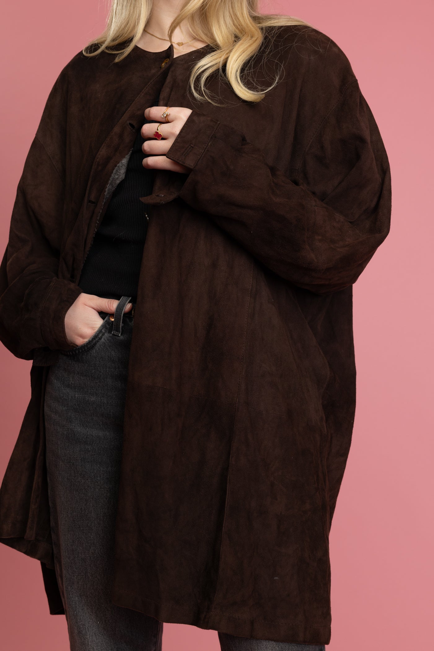 80's Chocolate Suede Light Jacket L/XL
