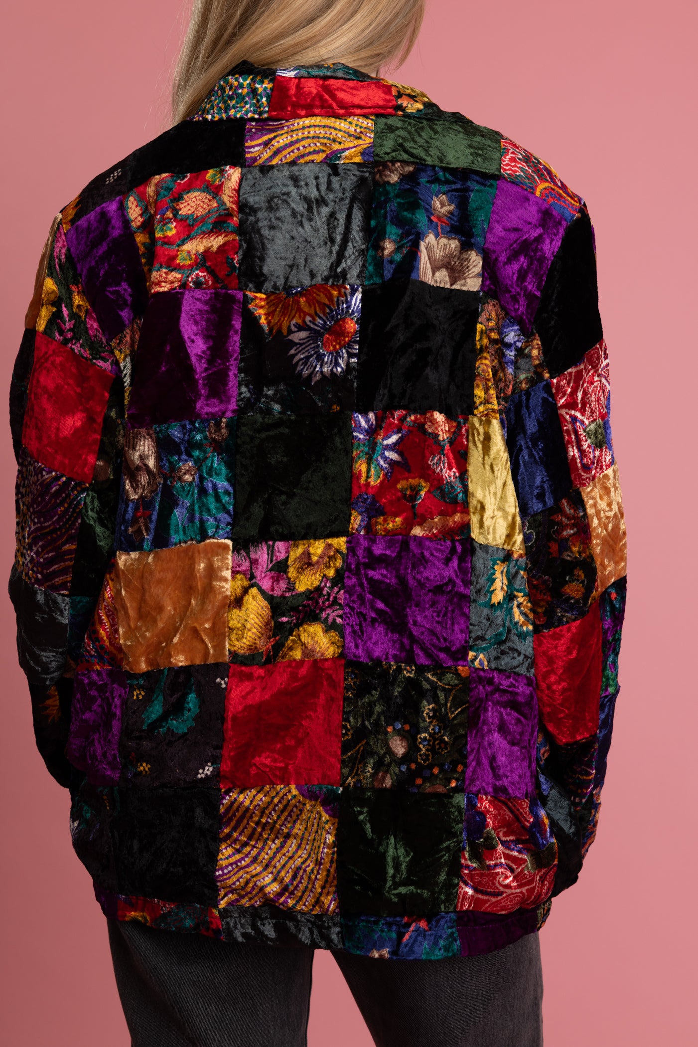 70's Velvet Patchworked Jacket XL