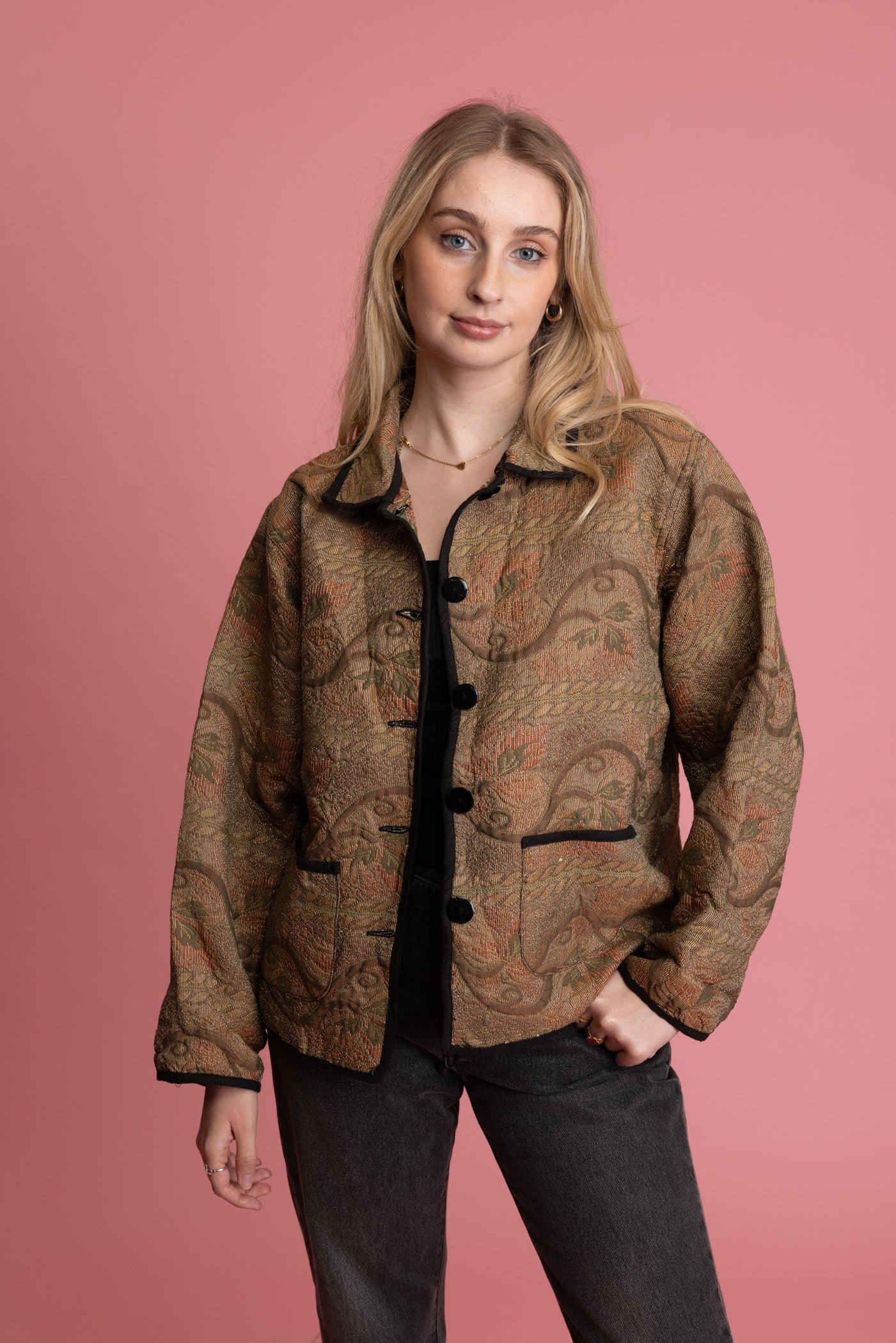 90's Floral Textured Tapestry Jacket M/L