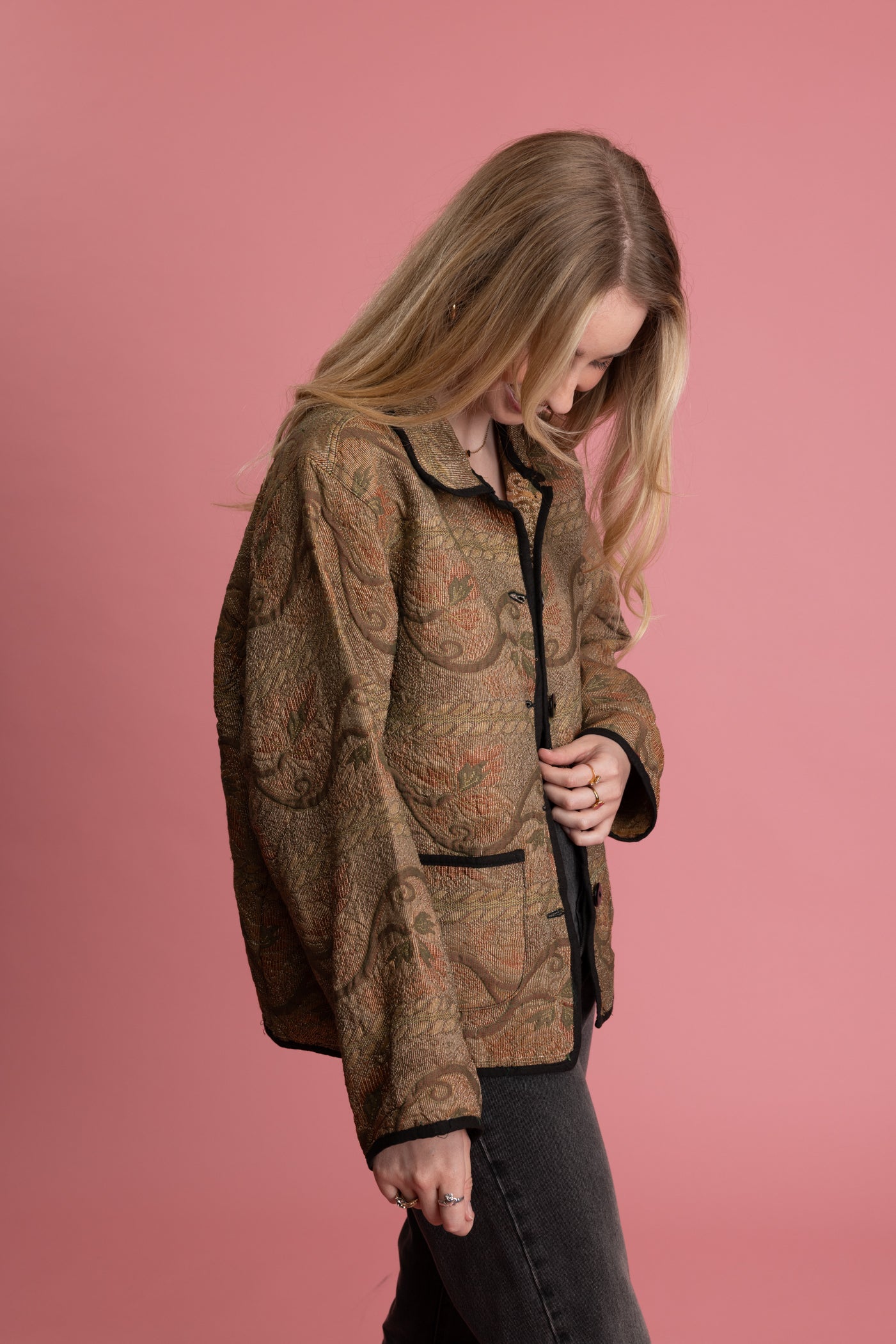 90's Floral Textured Tapestry Jacket M/L