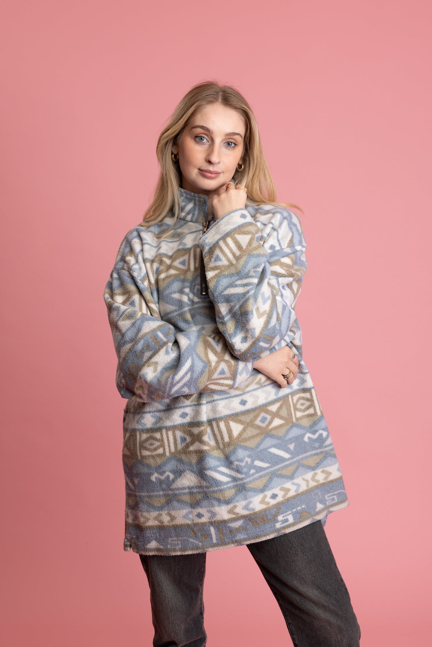 90's Pastel Aztec Fleece XL